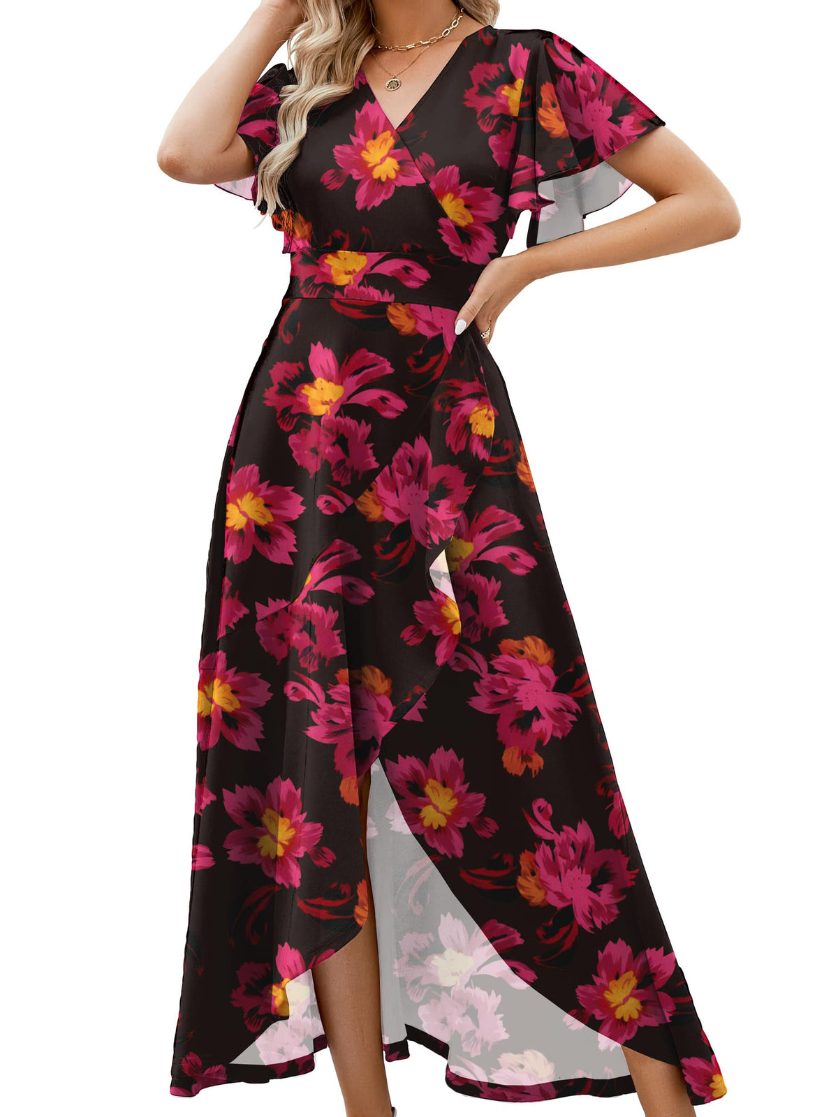 ZZV Formal Dresses for Women Gowns Evening V Neck Wedding Guest Dresses