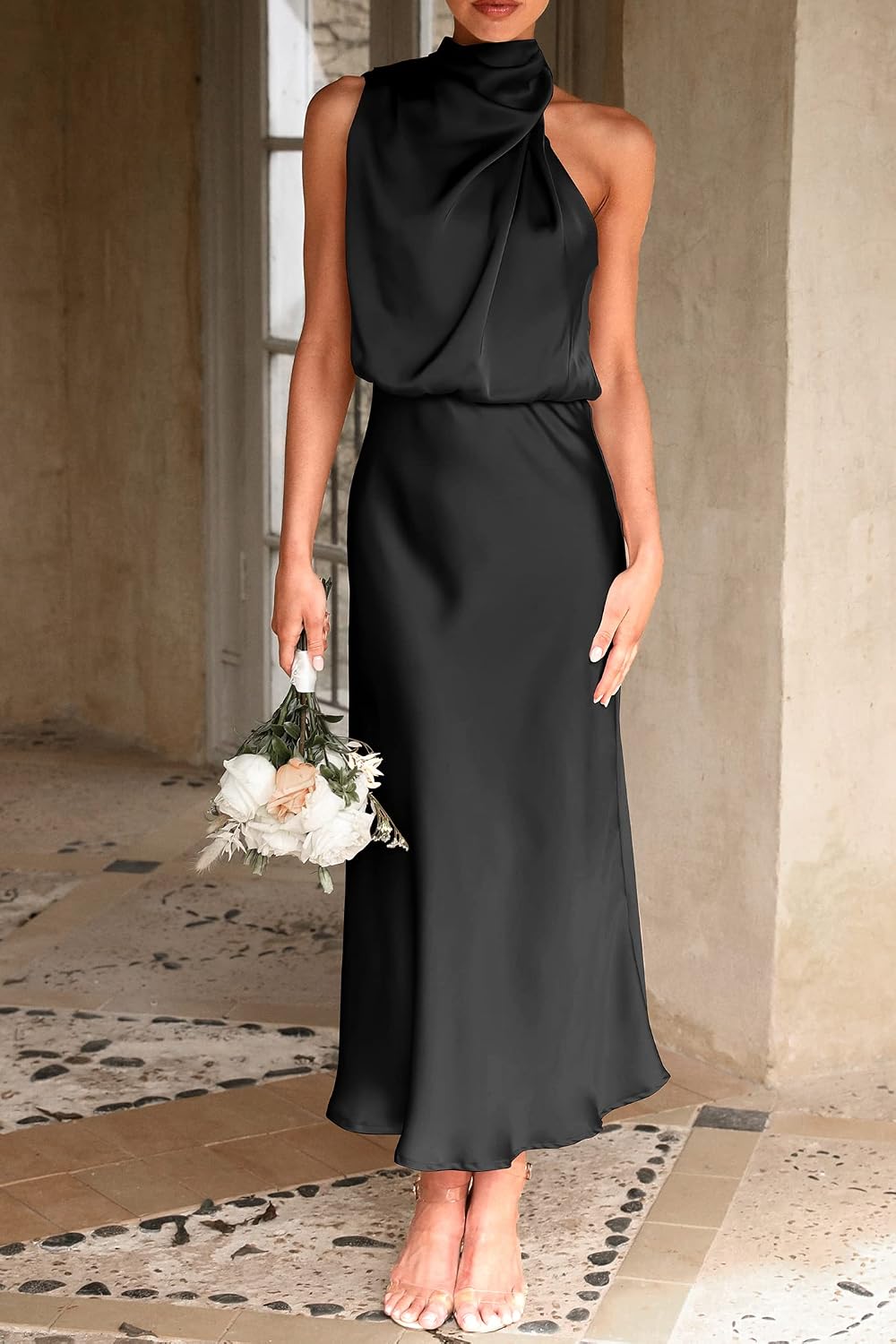 PRETTYGARDEN Women's Summer Satin Maxi Cocktail Dress
