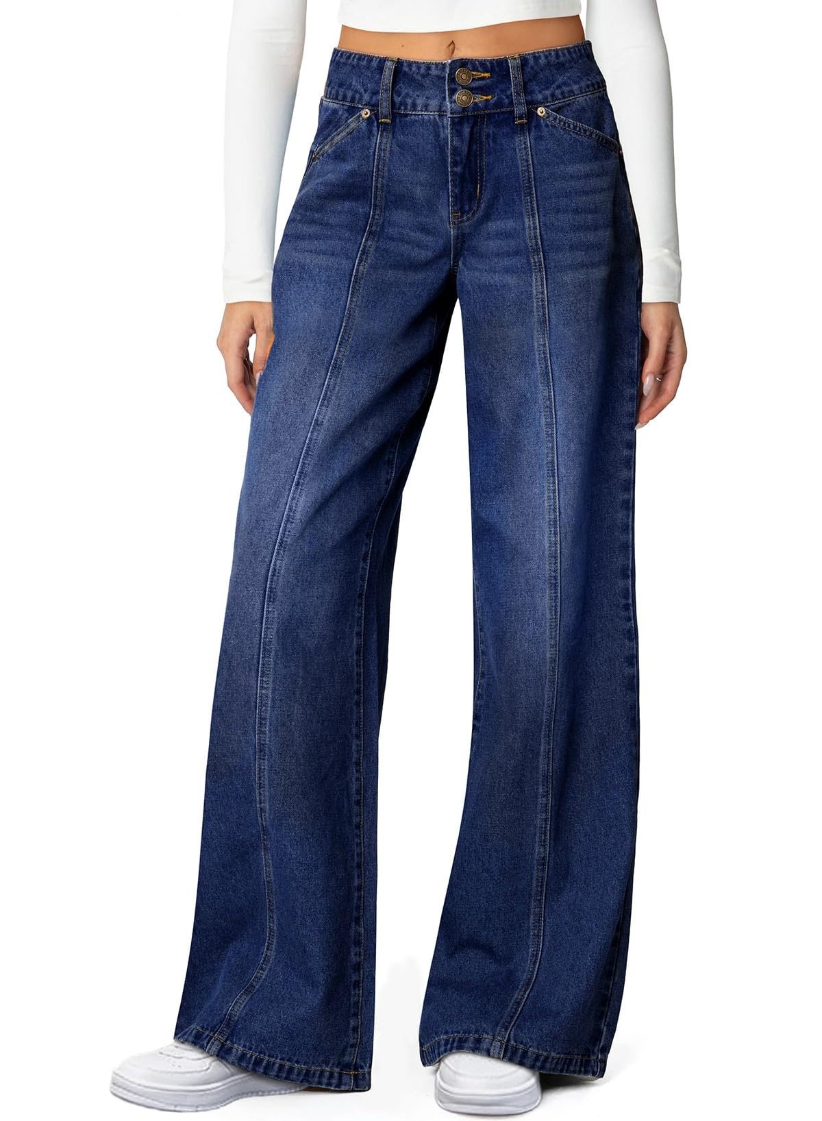 Sidefeel Women's High Waisted Wide Leg Stretchy Jeans