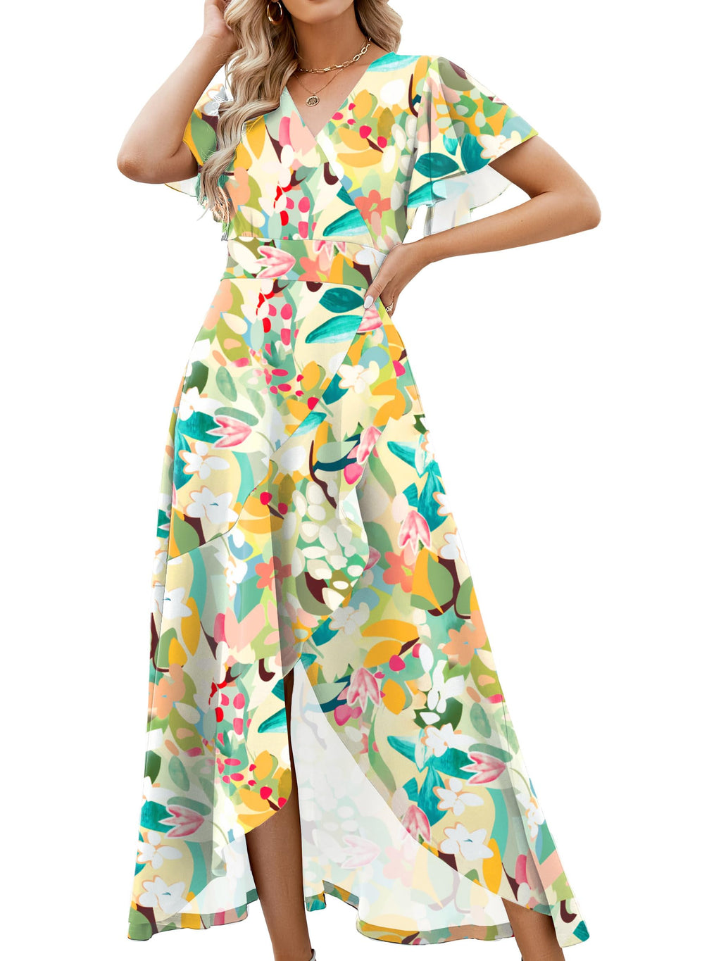 ZZV Formal Dresses for Women Gowns Evening V Neck Wedding Guest Dresses