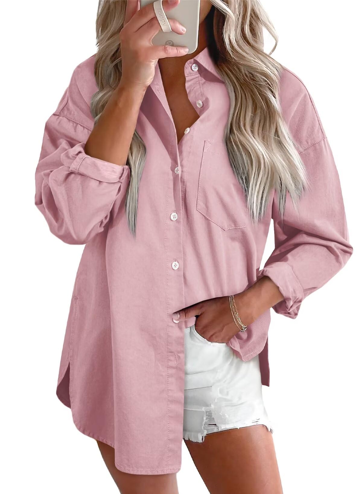 Astylish Women Denim Shirts Button Down Blouse Tops