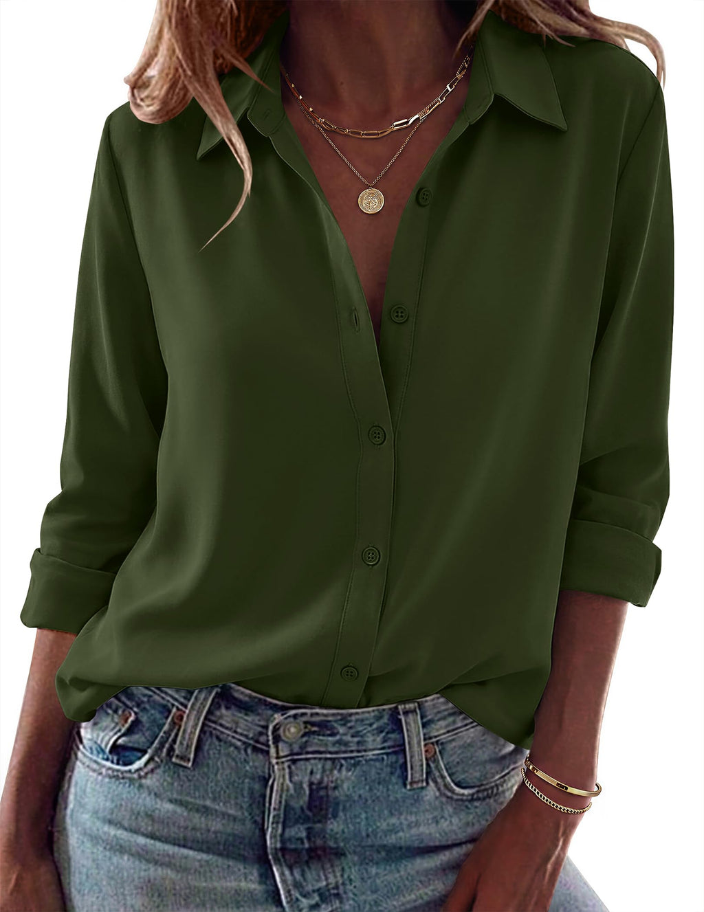 Zeagoo Blouses for Women Dressy Casual Long Sleeve Button Down Shirts Tops