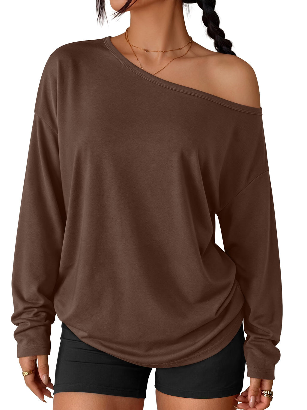 Trendy Queen Womens Off The Shoulder Oversized Tops