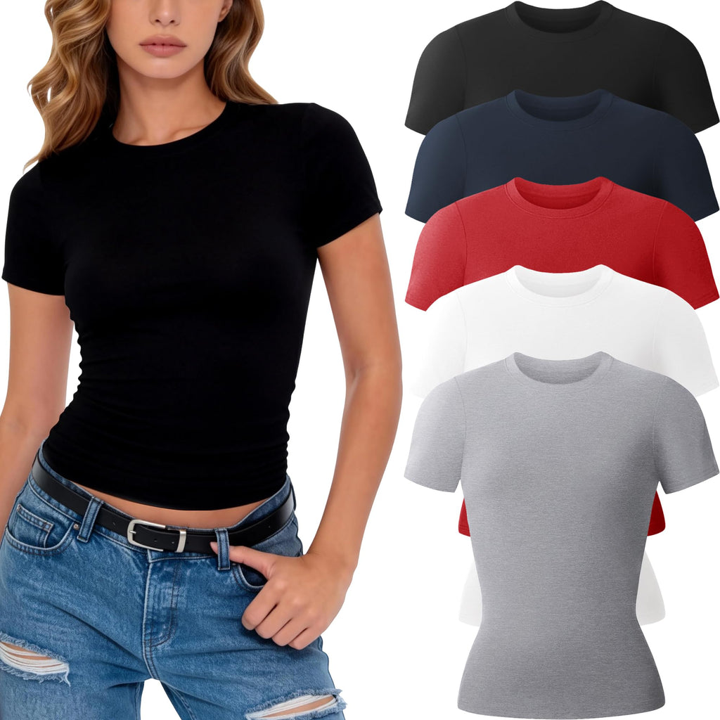 CE' CERDR 3/5 Pack Womens T Shirts Short Sleeve Workout Tops Basic Tees