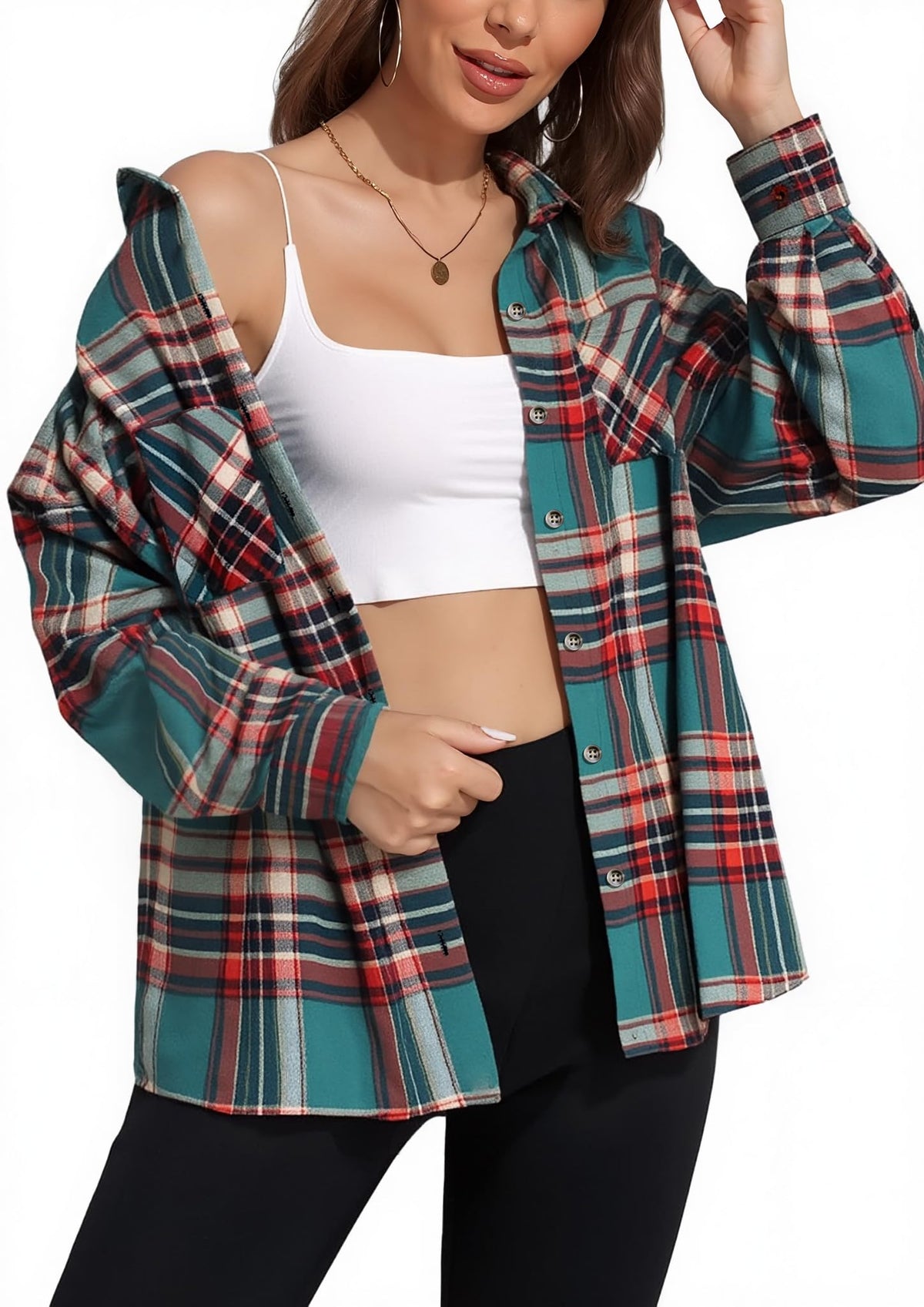 KevaMolly Plaid Flannel Shirts for Women Long Sleeve