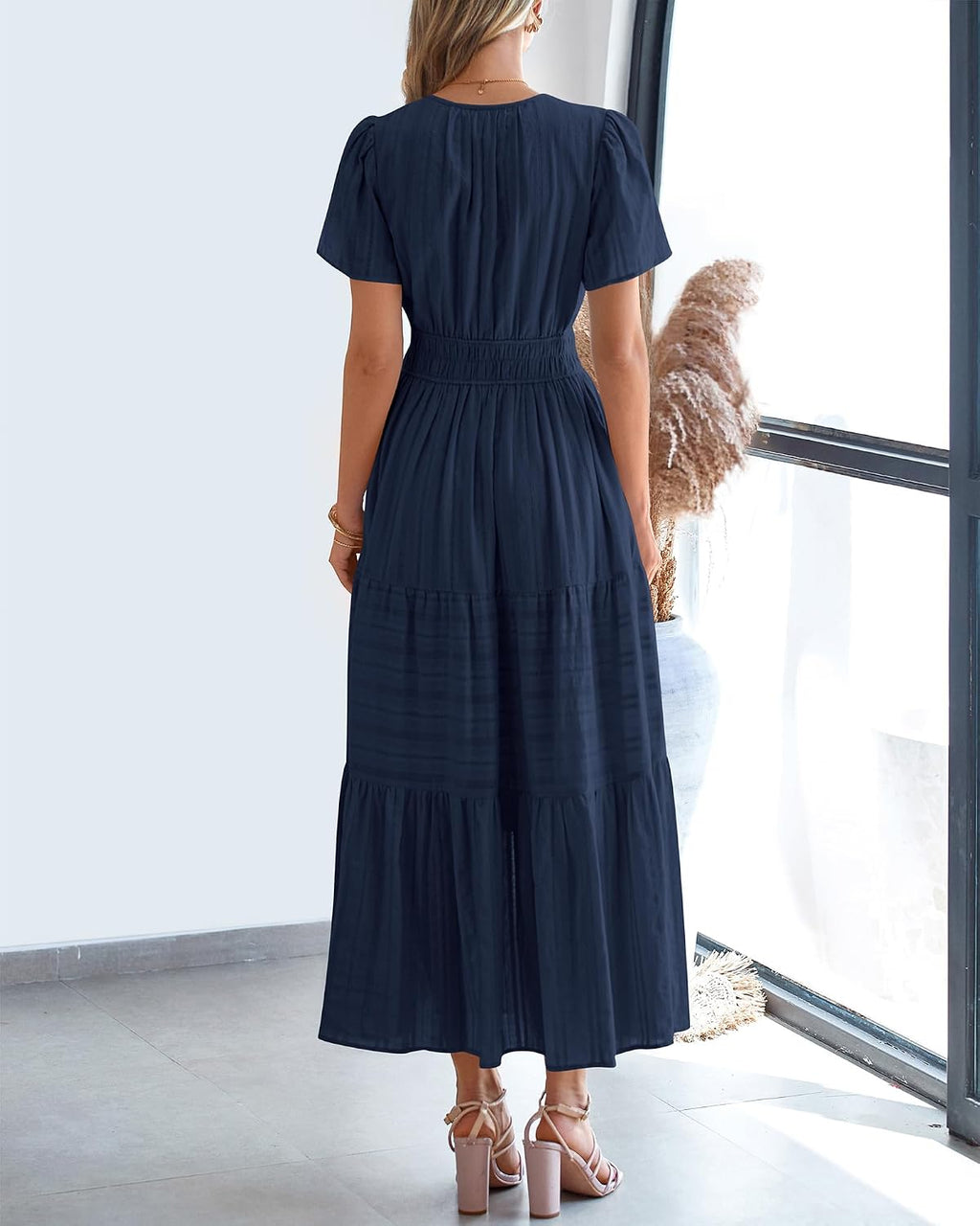 BTFBM Womens Summer 2026 Casual Maxi Dresses Lightweight Short Sleeve Dress