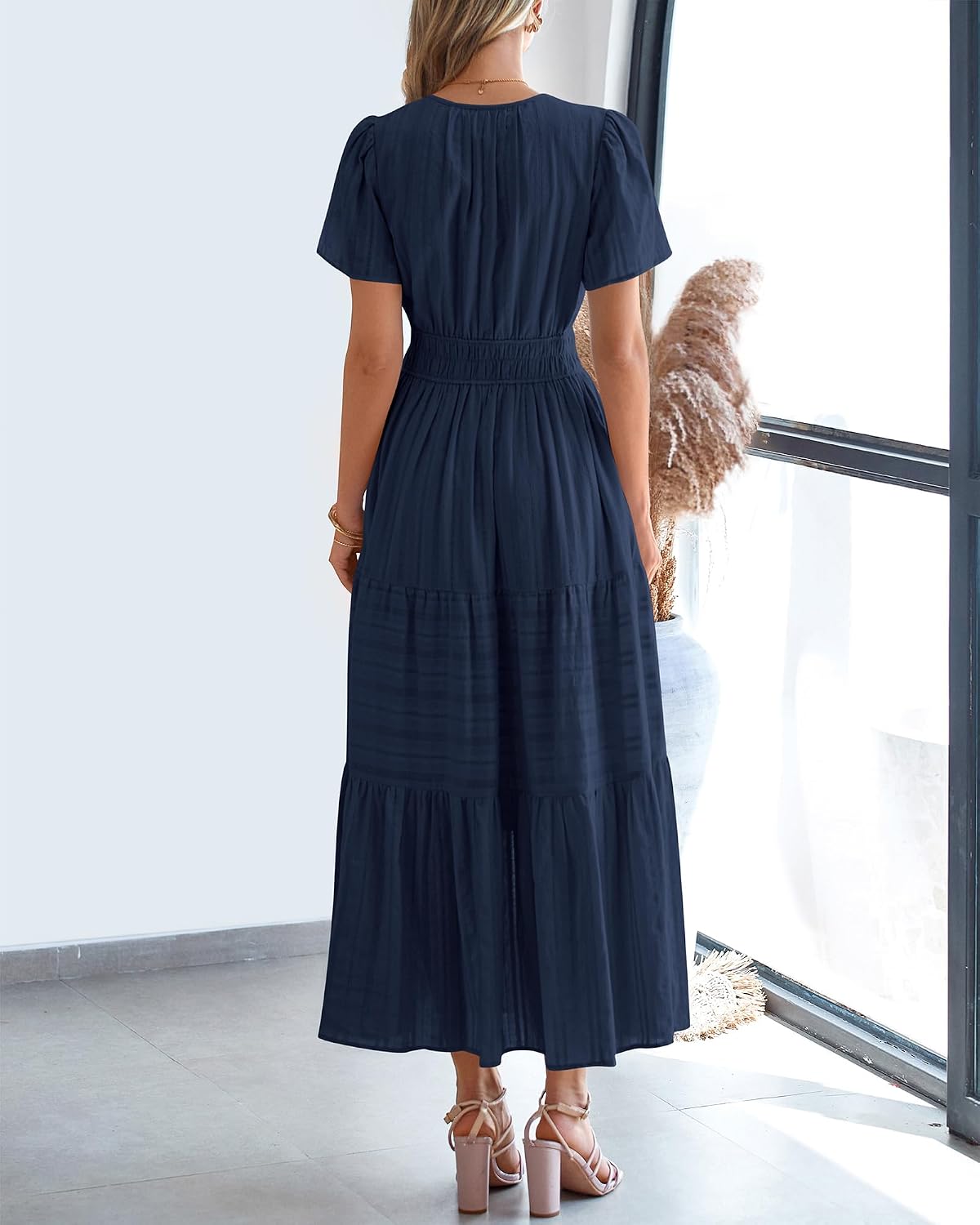 BTFBM Womens Summer 2026 Casual Maxi Dresses Lightweight Short Sleeve Dress