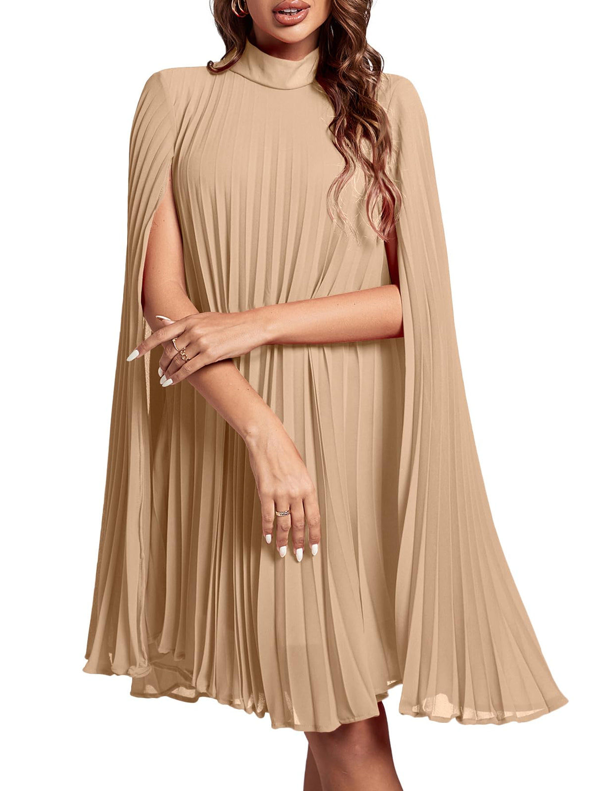 Rooscier Women's Cloak Sleeve Party Midi Dress