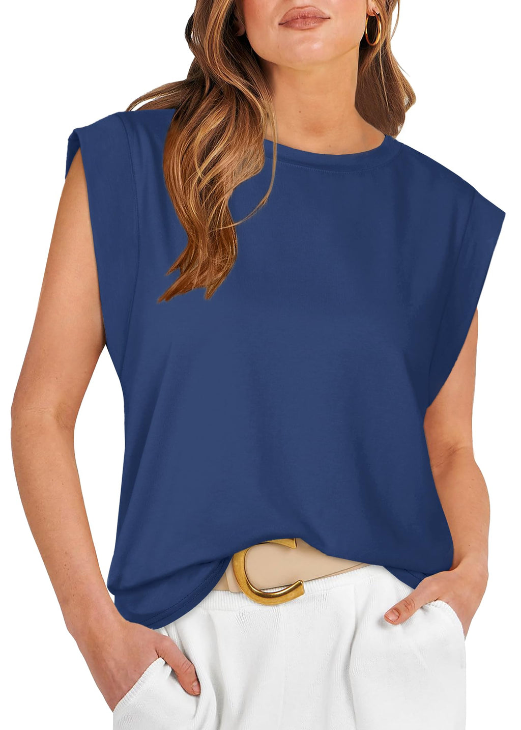 WIHOLL Cap Sleeve Tops for Women Summer Top Basic Tee Shirts Business Casual Tank Loose Fit 2026 Fashion