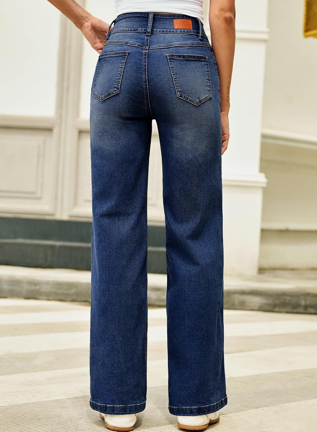 Sidefeel Women's High Waisted Wide Leg Stretchy Jeans
