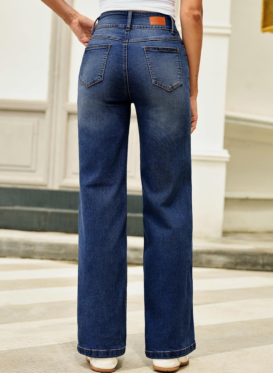Sidefeel Women's High Waisted Wide Leg Stretchy Jeans