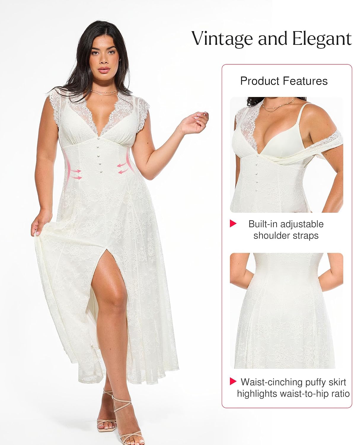 Popilush Lace Formal Cocktail Wedding Guest Dresses for Women