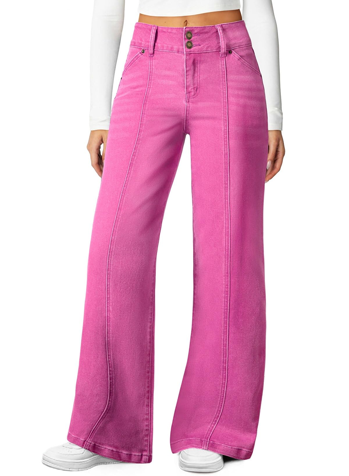 Sidefeel Women's High Waisted Wide Leg Stretchy Jeans