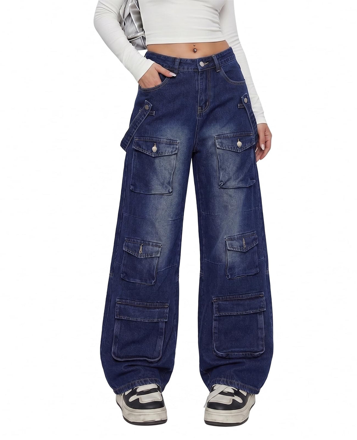 Cargo Jeans for Women Low Waist Baggy Pants Y2k