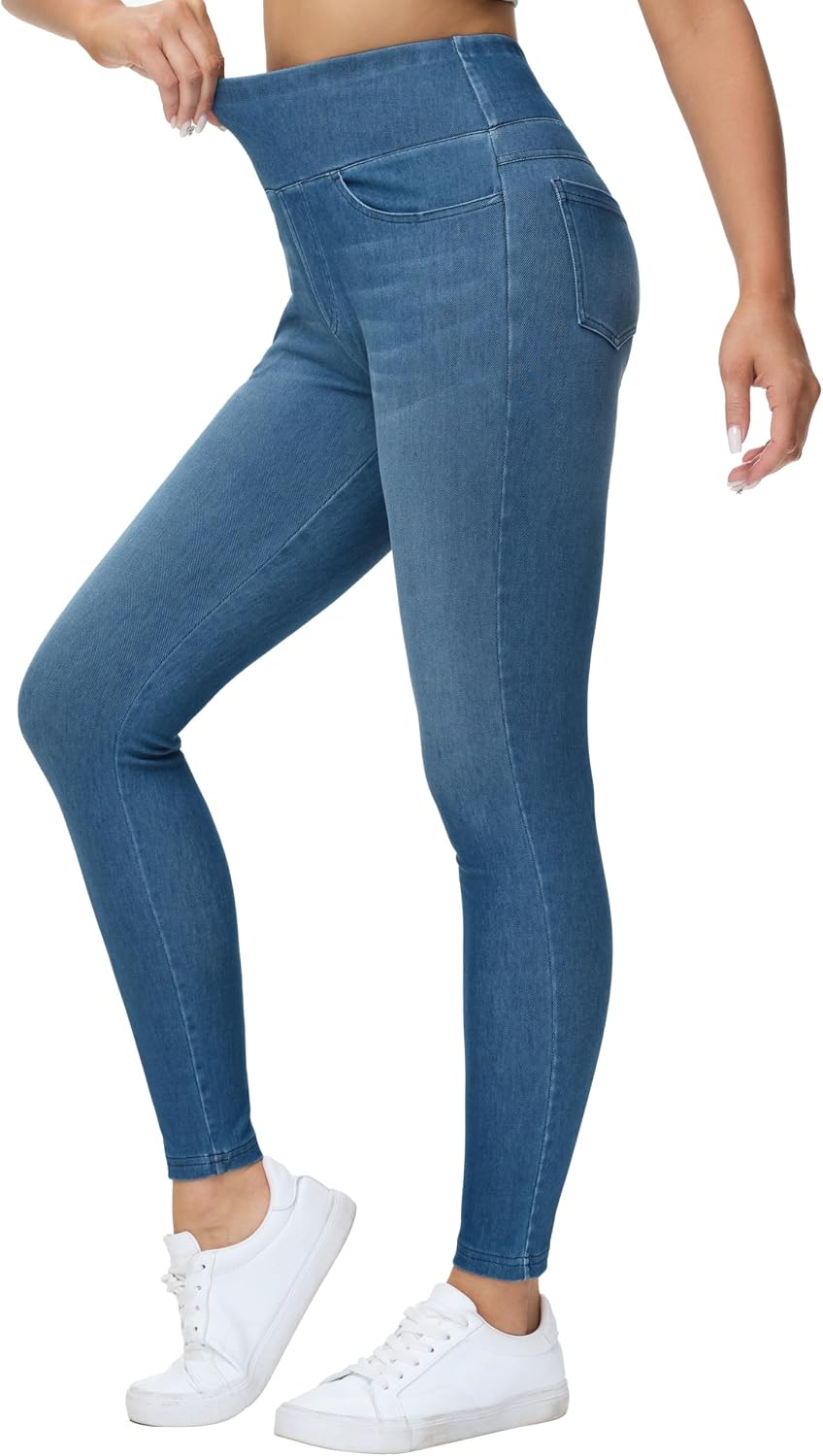 THE GYM PEOPLE Women's High Waisted Jeggings Pants Stretchy Jean Leggings
