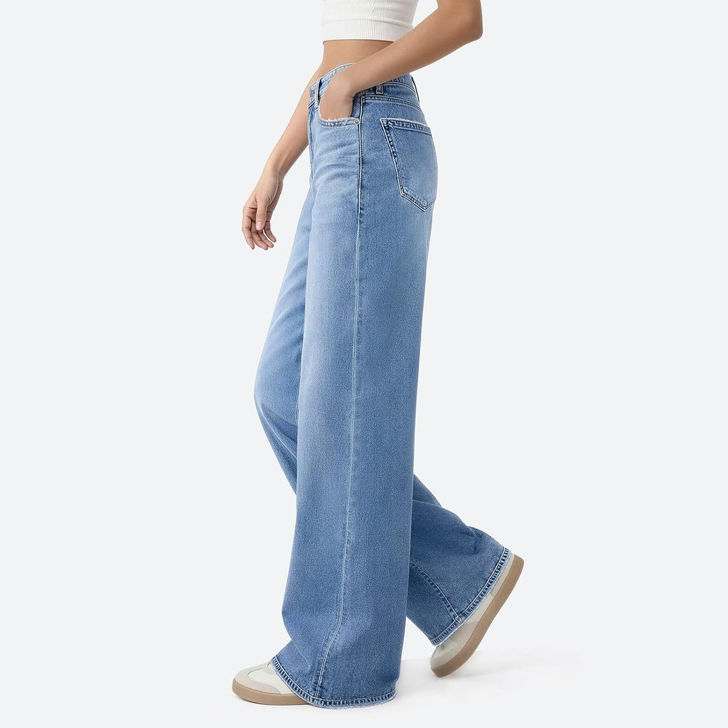 Women's Wide Leg Jeans High Waisted Baggy Straight Denim Pants