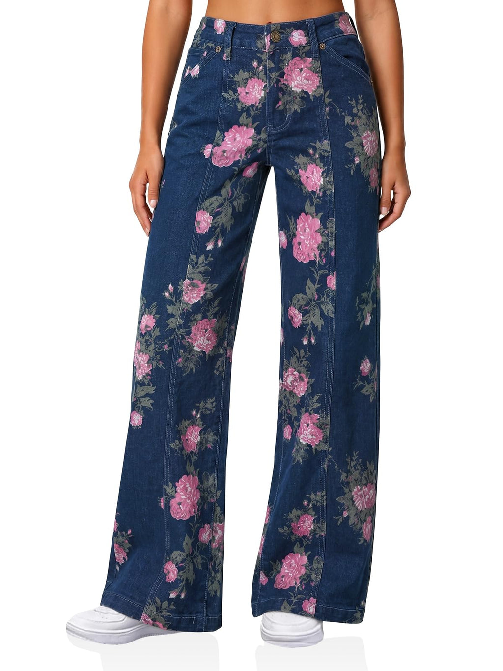 Cicy Bell Womens Wide Leg Jeans High Waisted Stretchy Baggy Denim Pants