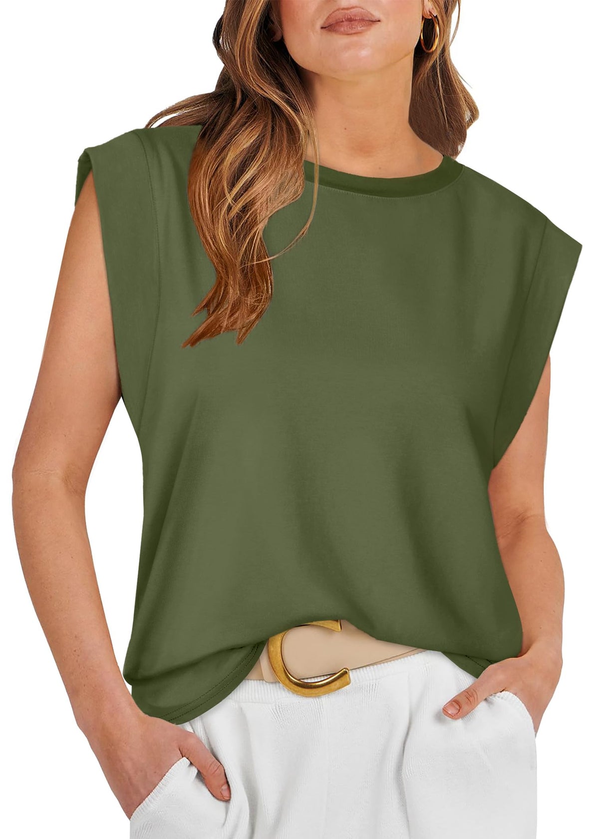 WIHOLL Cap Sleeve Tops for Women Summer Top Basic Tee Shirts Business Casual Tank Loose Fit 2026 Fashion