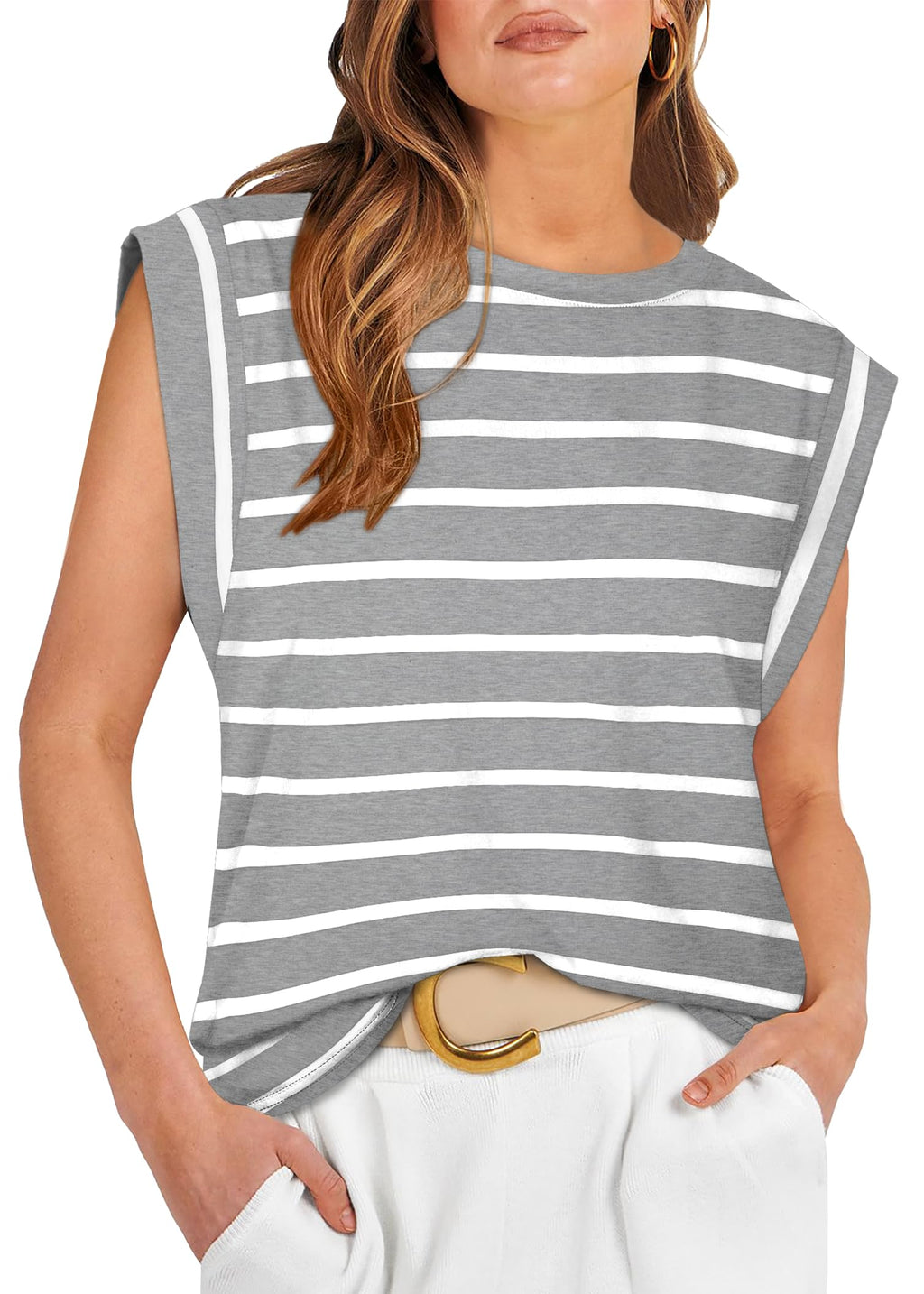 WIHOLL Cap Sleeve Tops for Women Summer Top Basic Tee Shirts Business Casual Tank Loose Fit 2026 Fashion