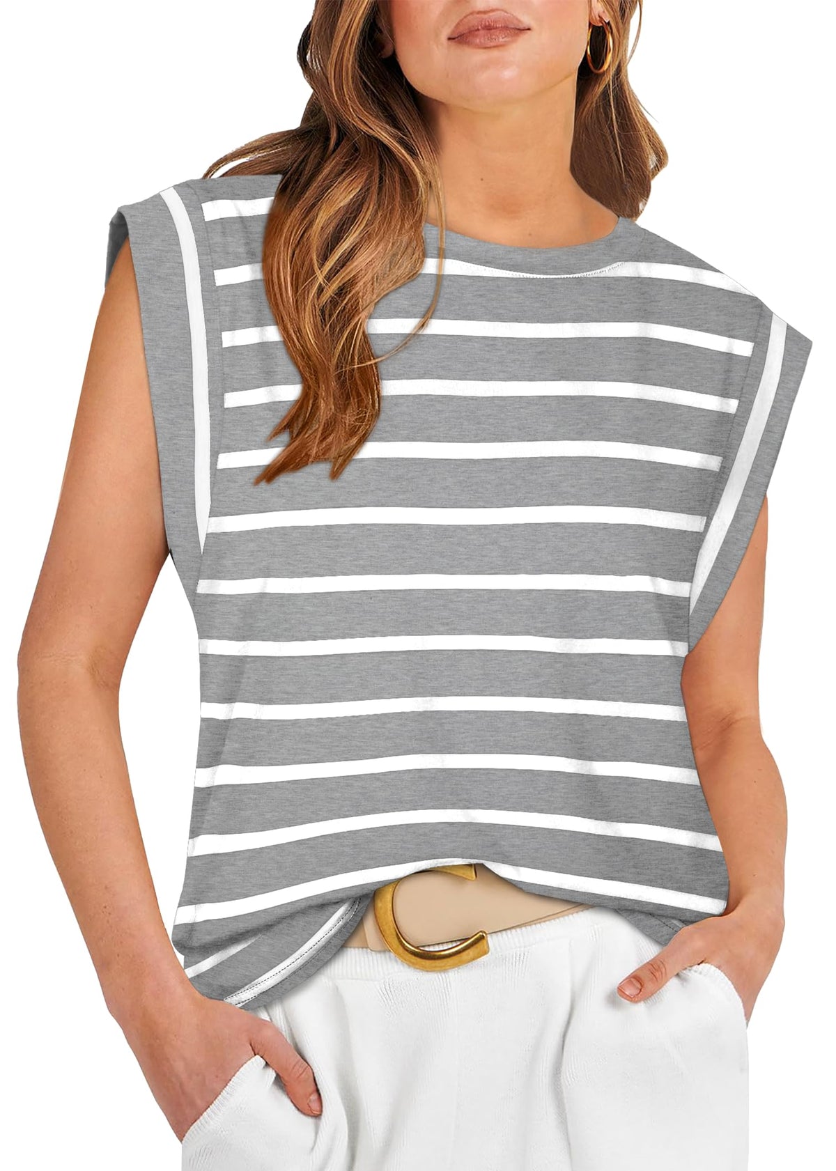 WIHOLL Cap Sleeve Tops for Women Summer Top Basic Tee Shirts Business Casual Tank Loose Fit 2026 Fashion