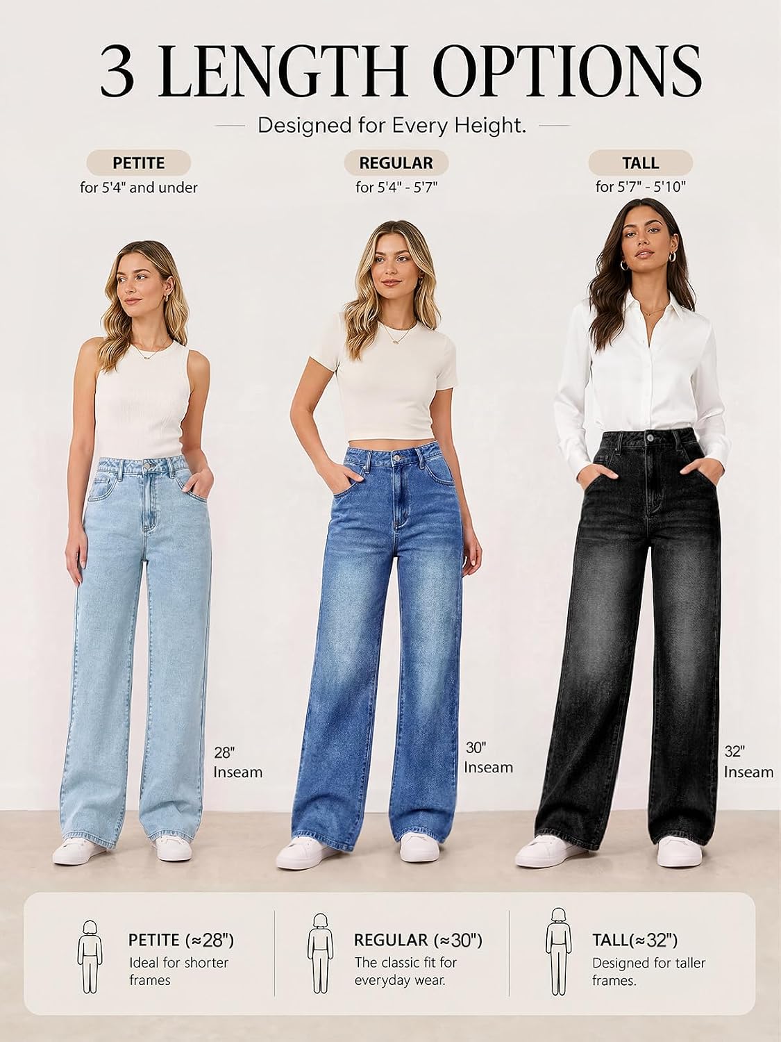 Trendy Queen Women High Waisted Straight Wide Leg Jeans Stretch Baggy Pants