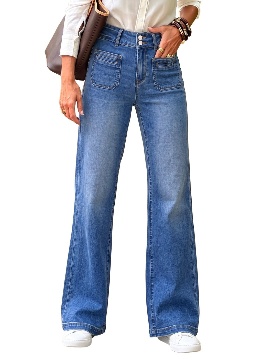 Sidefeel Women's Wide Leg Jeans High Waisted Denim Pants