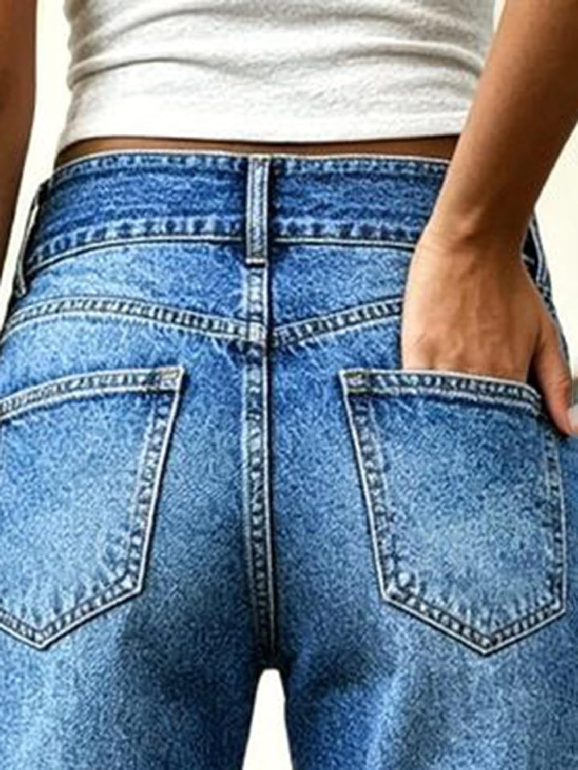 Flamingals Mid Waist Straight Leg Jeans for Women
