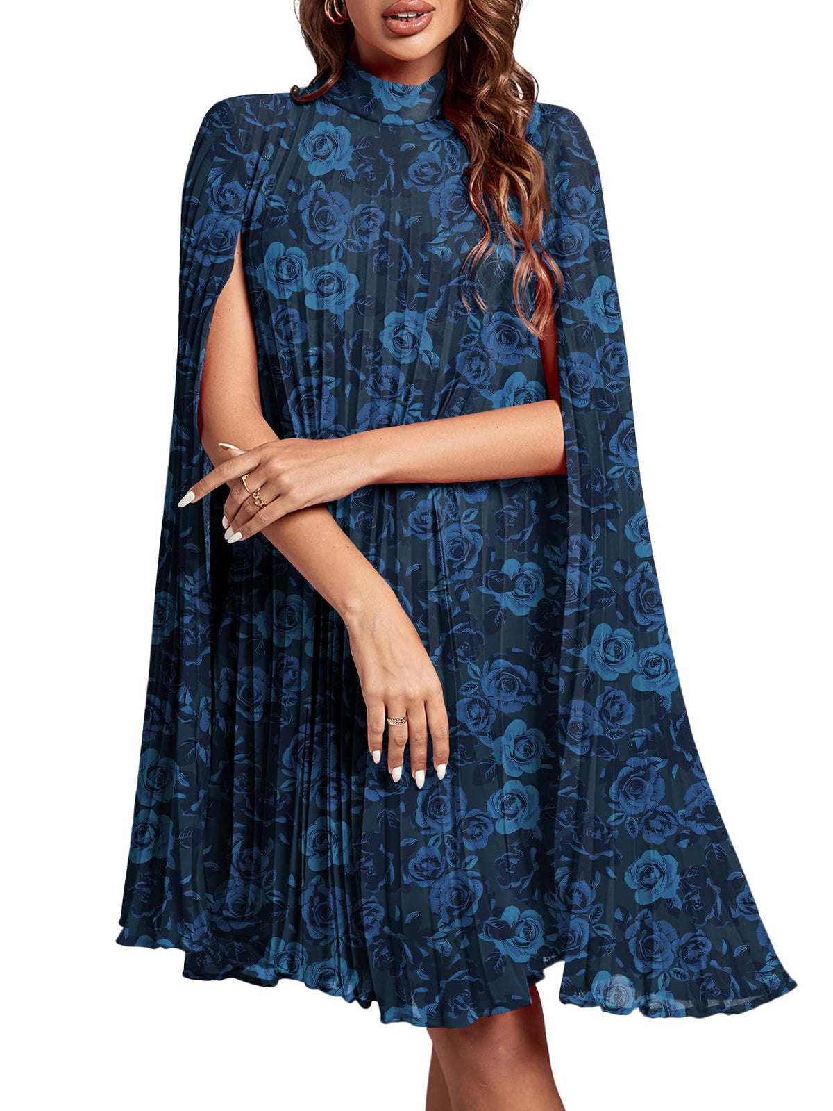 Rooscier Women's Cloak Sleeve Party Midi Dress