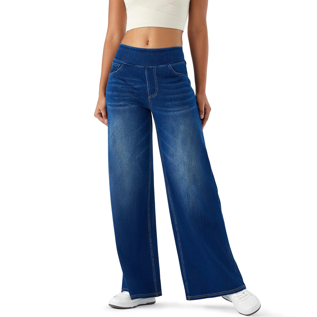 Women's High Rise Wide Leg Jeans Comfort