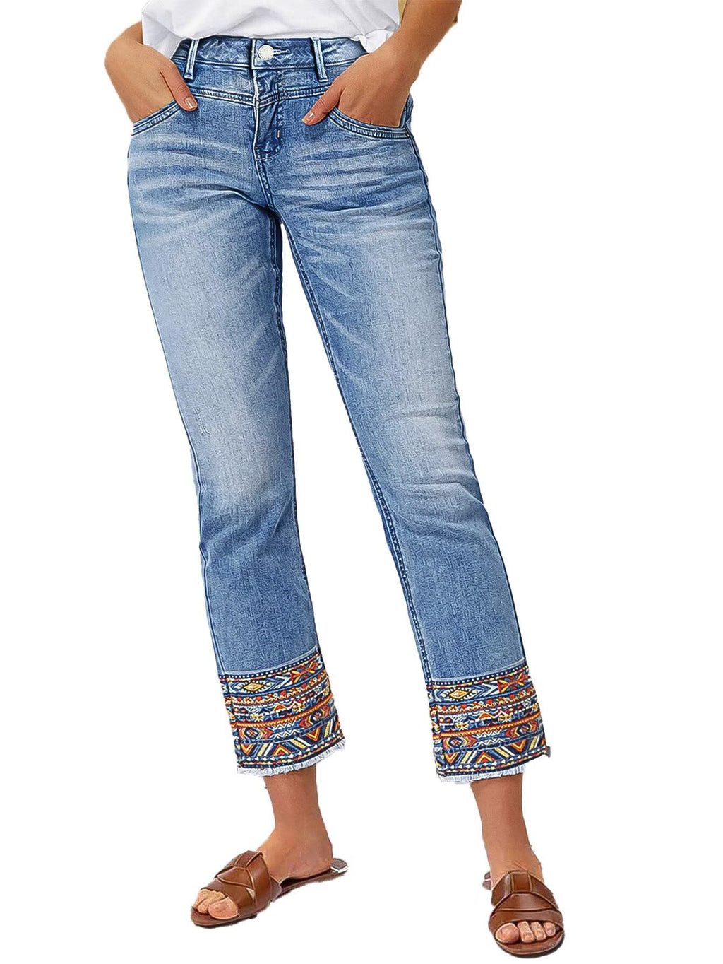 Flamingals Straight Leg Cropped Jeans for Women
