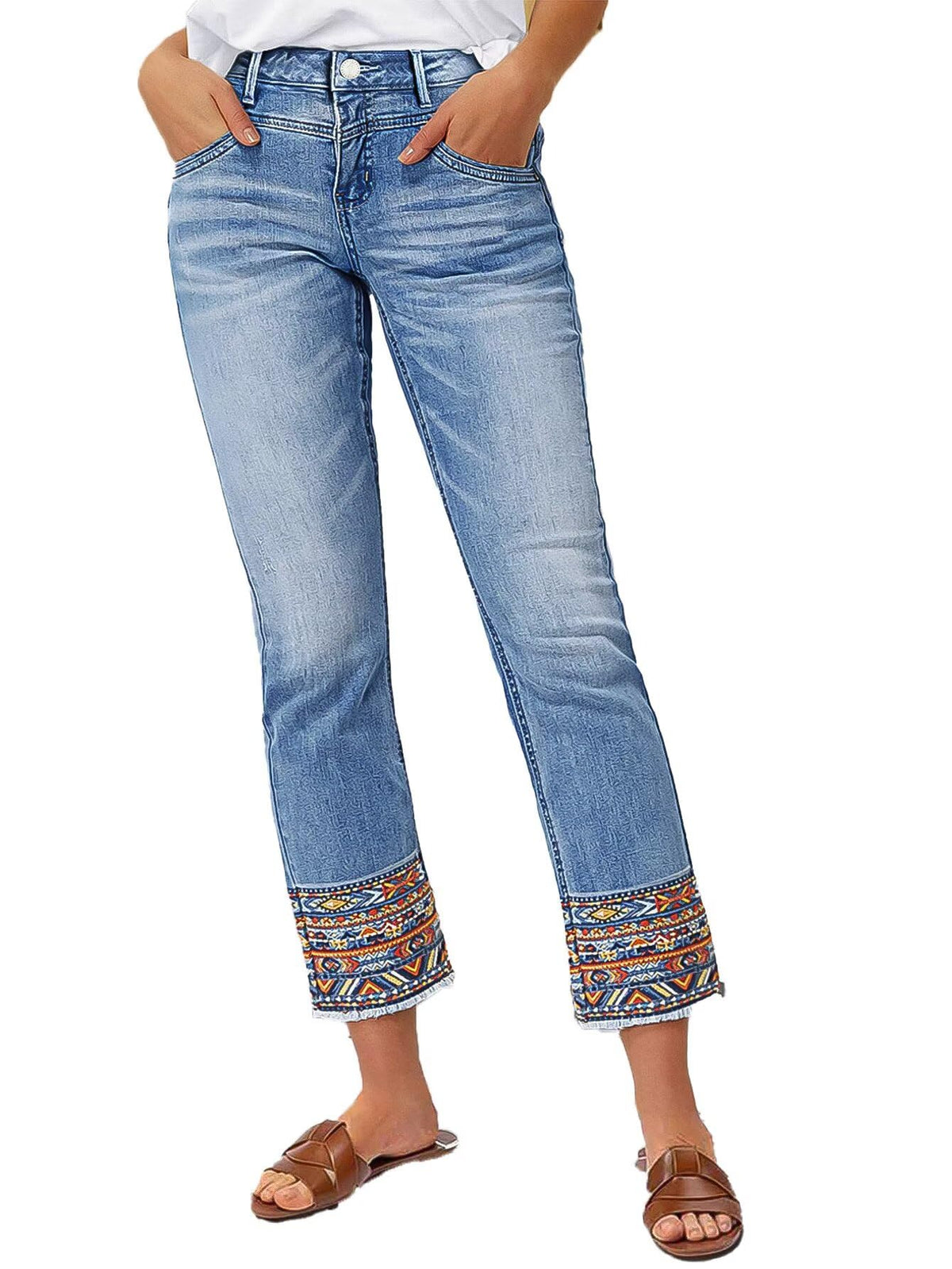 Flamingals Straight Leg Cropped Jeans for Women