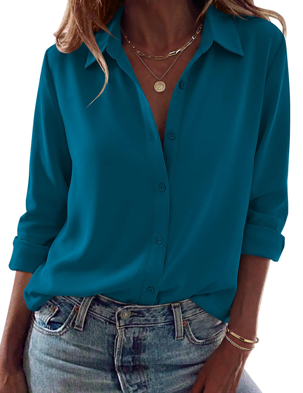 Zeagoo Blouses for Women Dressy Casual Long Sleeve Button Down Shirts Tops