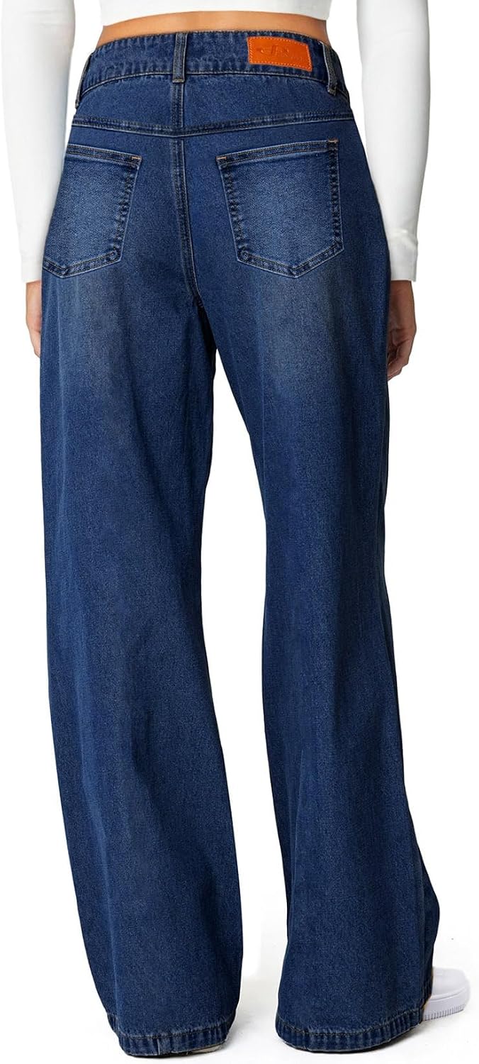 Sidefeel Women's High Waisted Wide Leg Stretchy Jeans