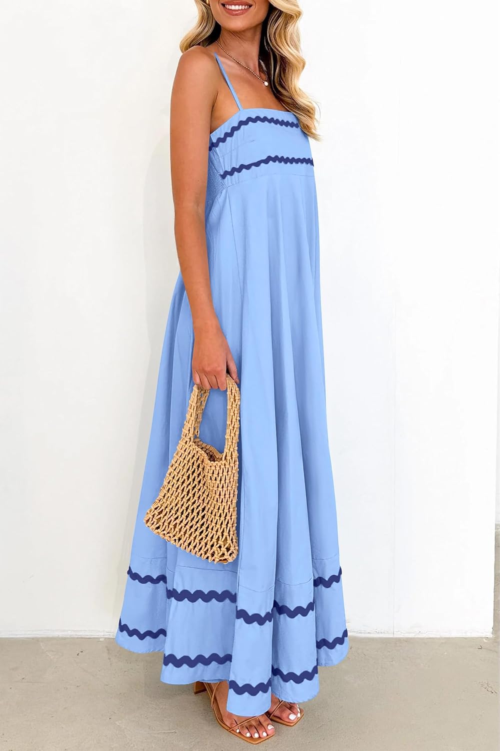 PRETTYGARDEN Women's Summer Spaghetti Strap Boho Maxi Dress