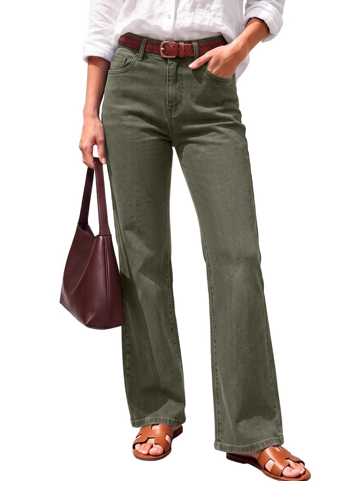 Sidefeel Women's High Waisted Wide Straight Leg Jeans