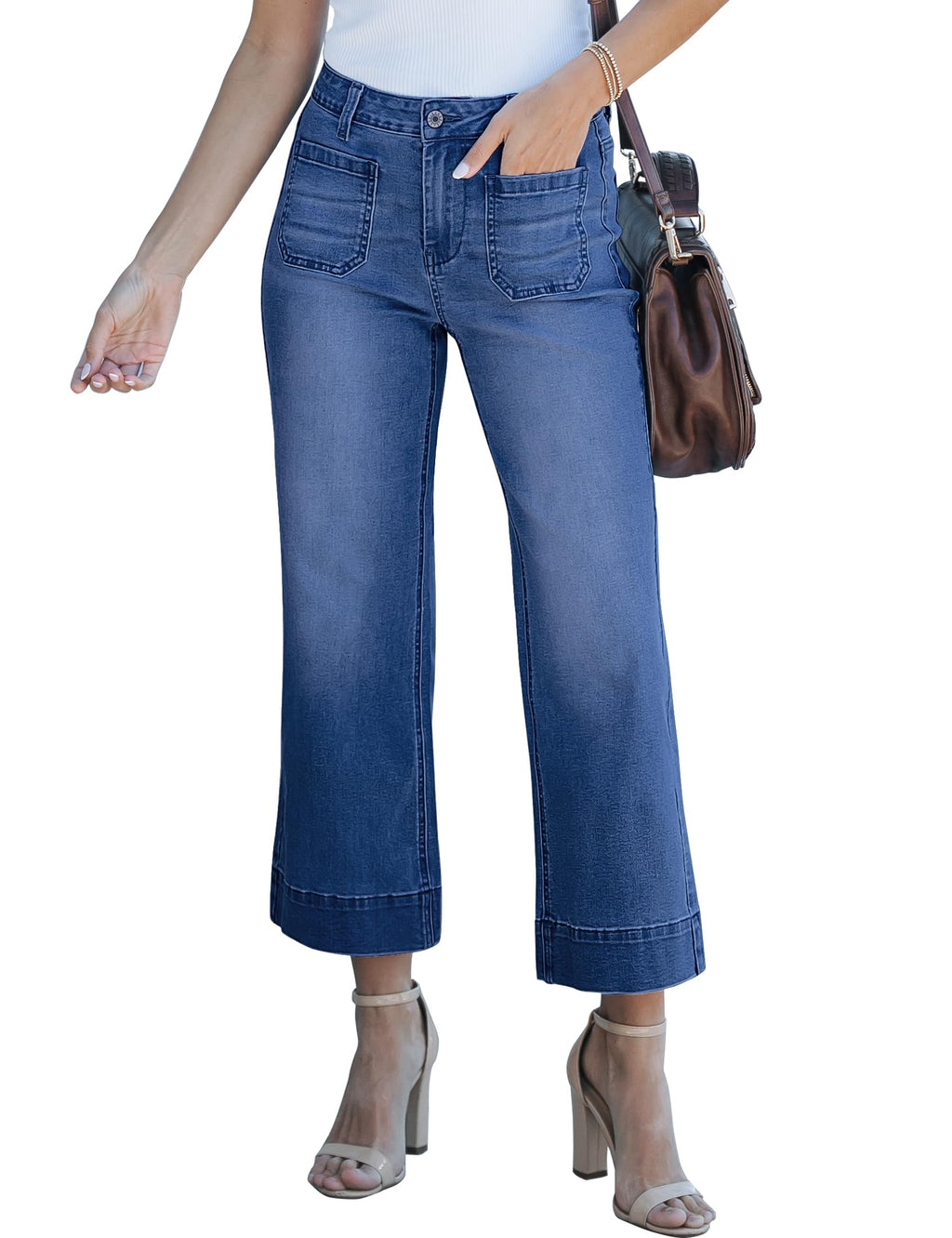 luvamia Wide Leg Jeans for Women Trendy High Waisted Crop Flare Jeans Pants