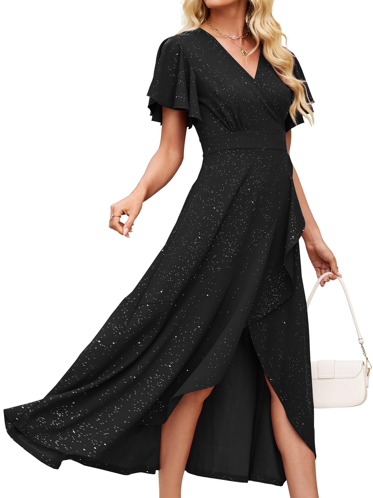 ZZV Formal Dresses for Women Gowns Evening V Neck Wedding Guest Dresses