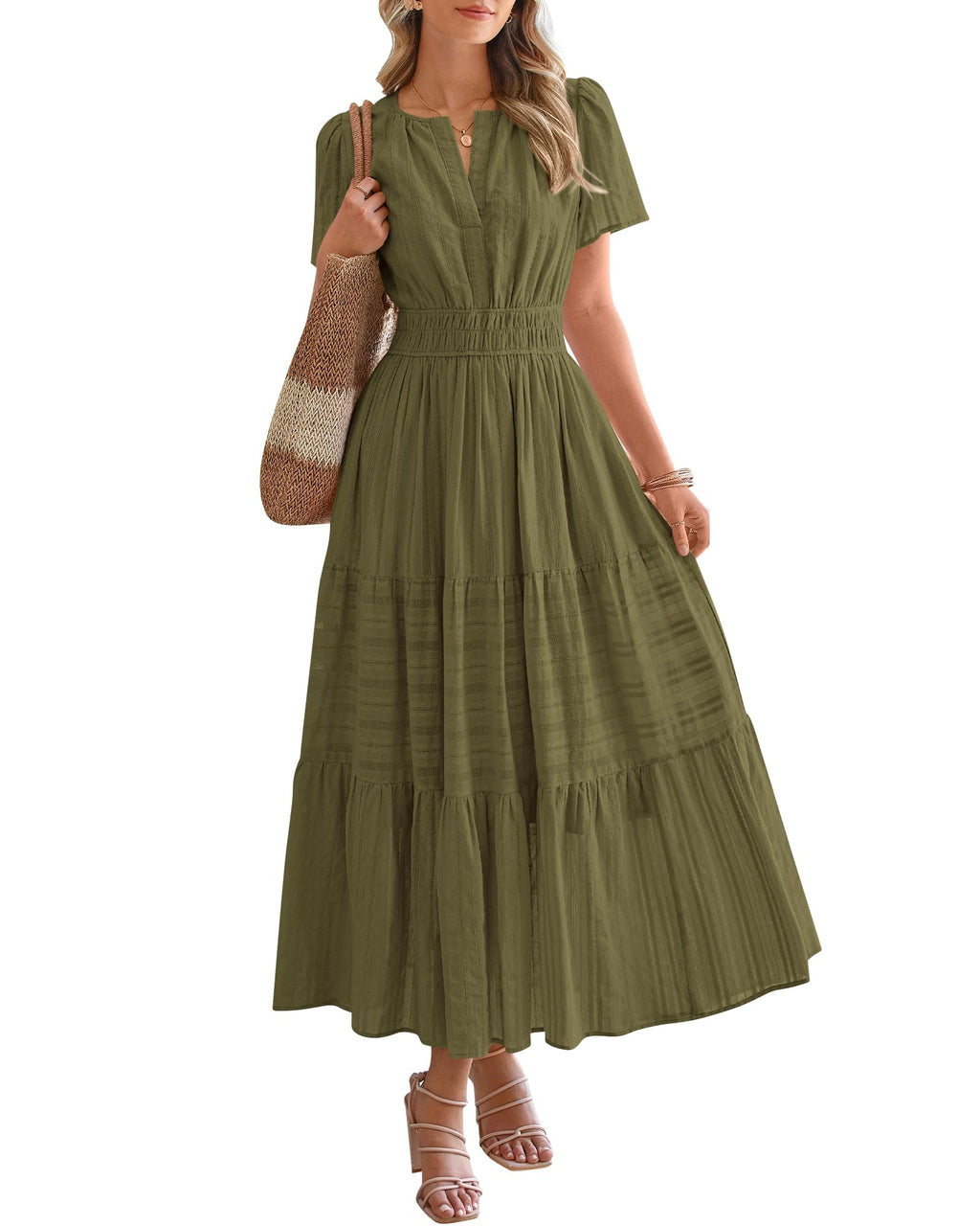 BTFBM Womens Summer 2026 Casual Maxi Dresses Lightweight Short Sleeve Dress