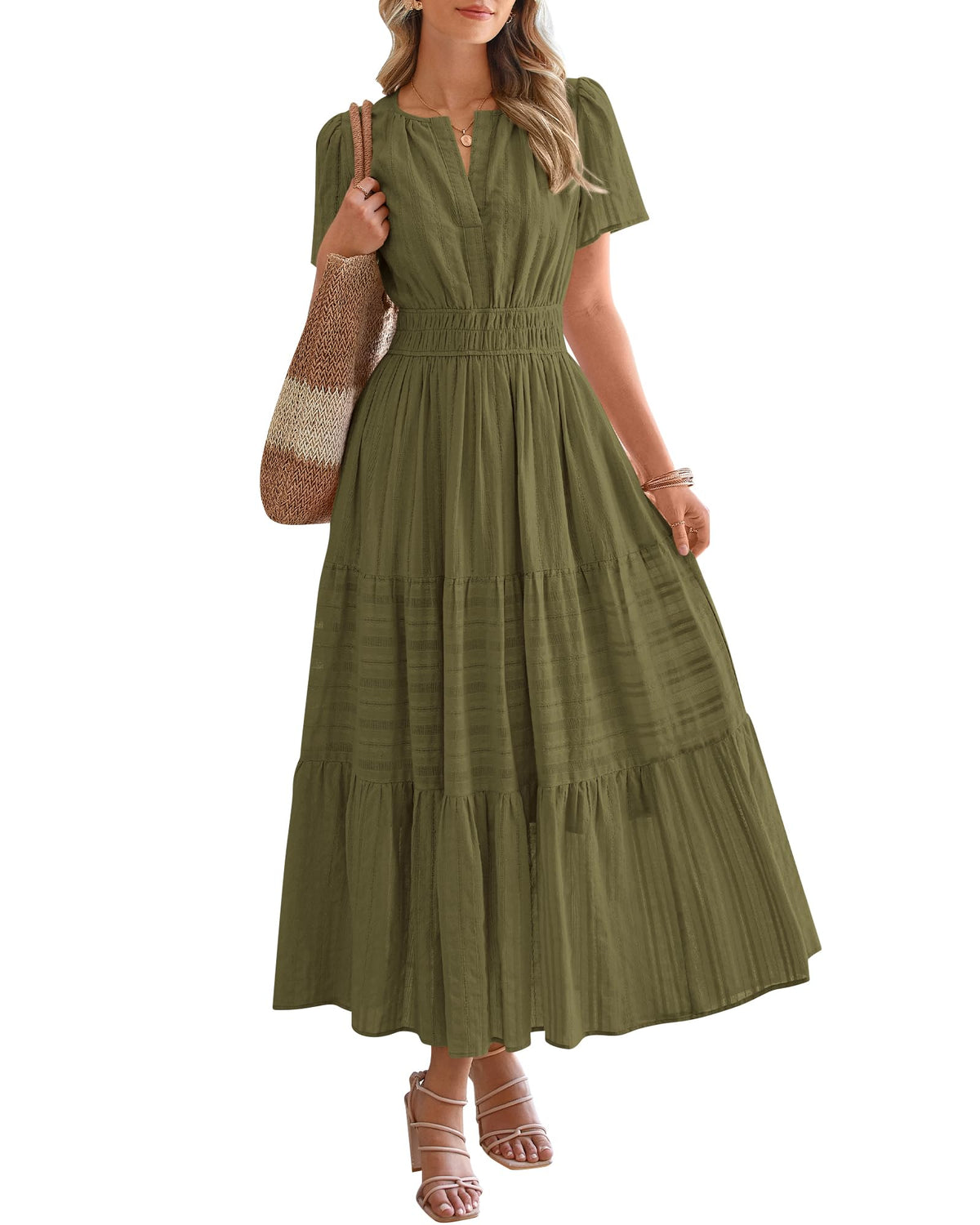 BTFBM Womens Summer 2026 Casual Maxi Dresses Lightweight Short Sleeve Dress