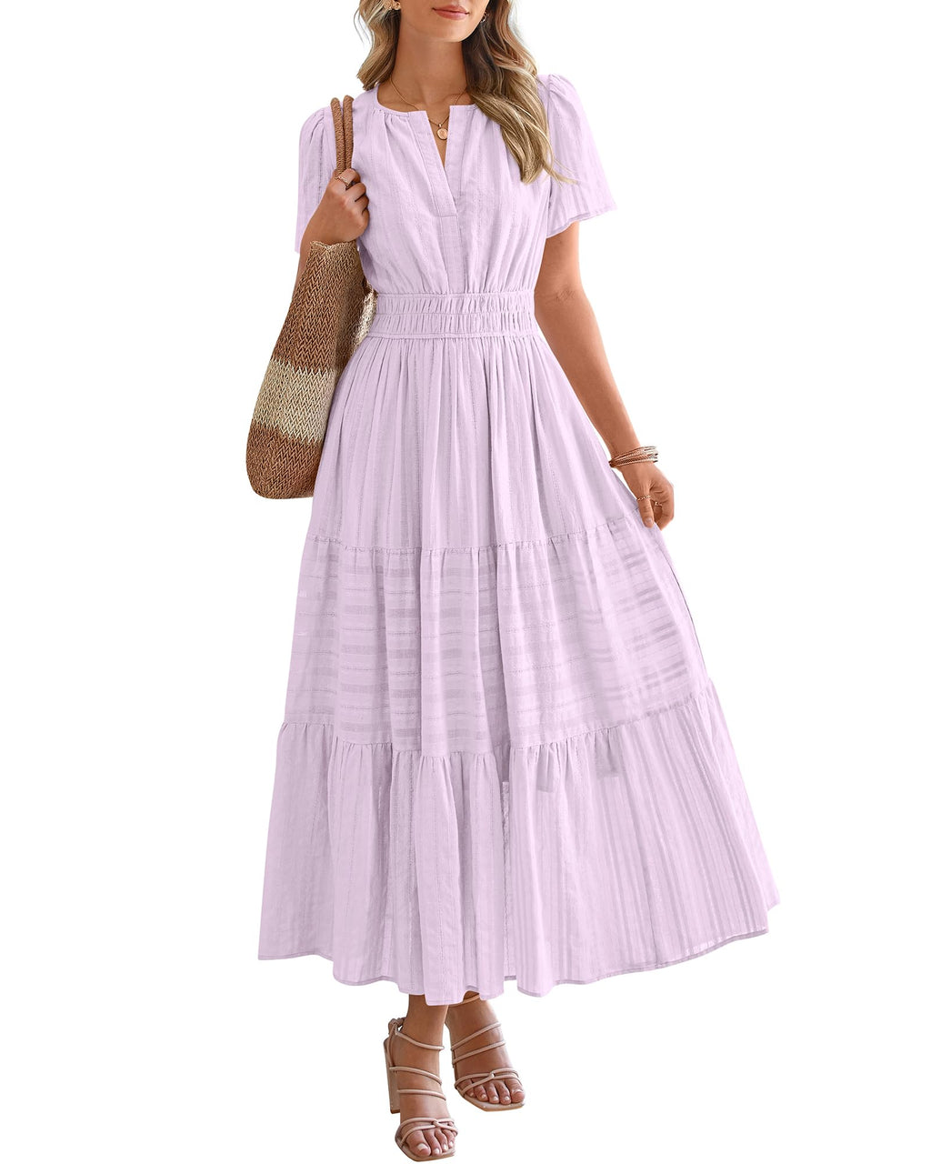 BTFBM Womens Summer 2026 Casual Maxi Dresses Lightweight Short Sleeve Dress
