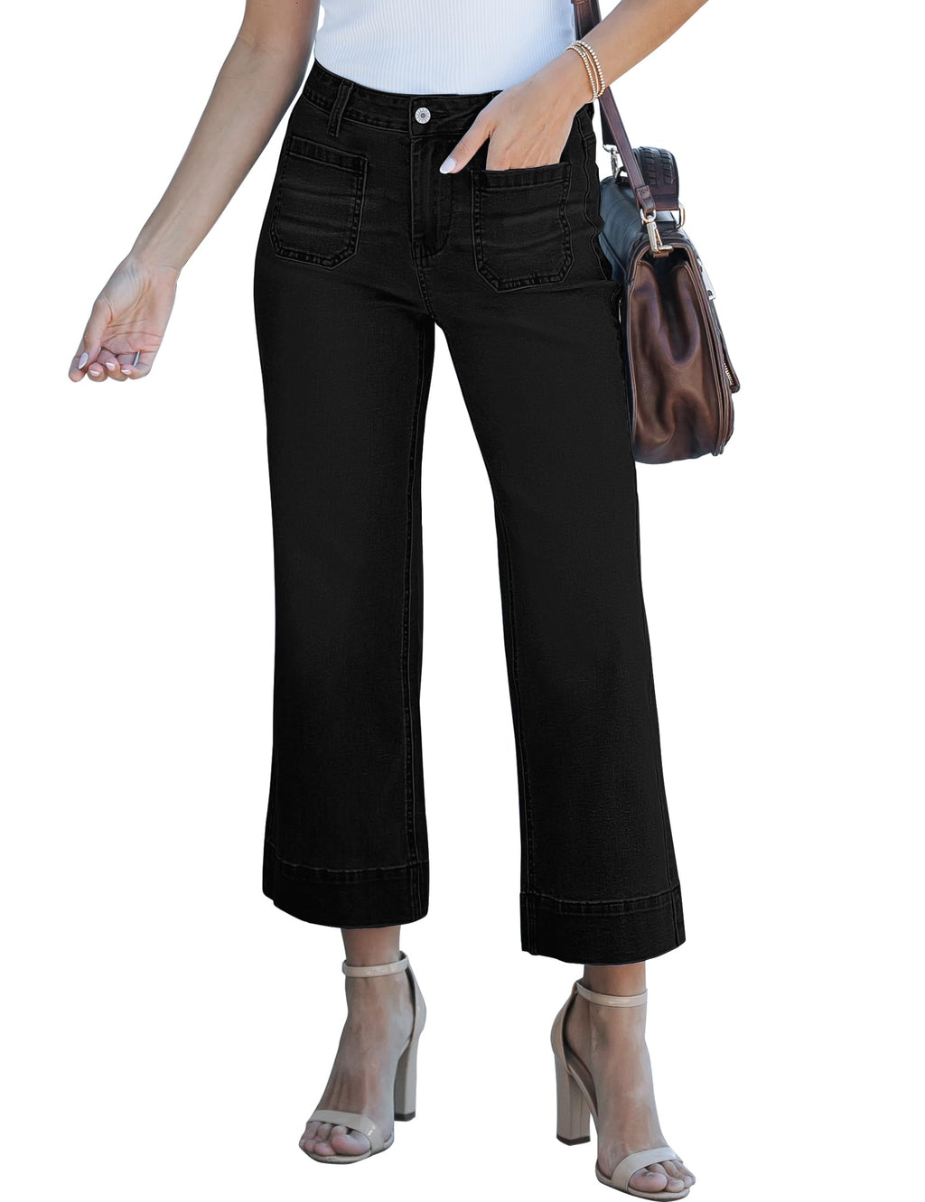 luvamia Wide Leg Jeans for Women Trendy High Waisted Crop Flare Jeans Pants