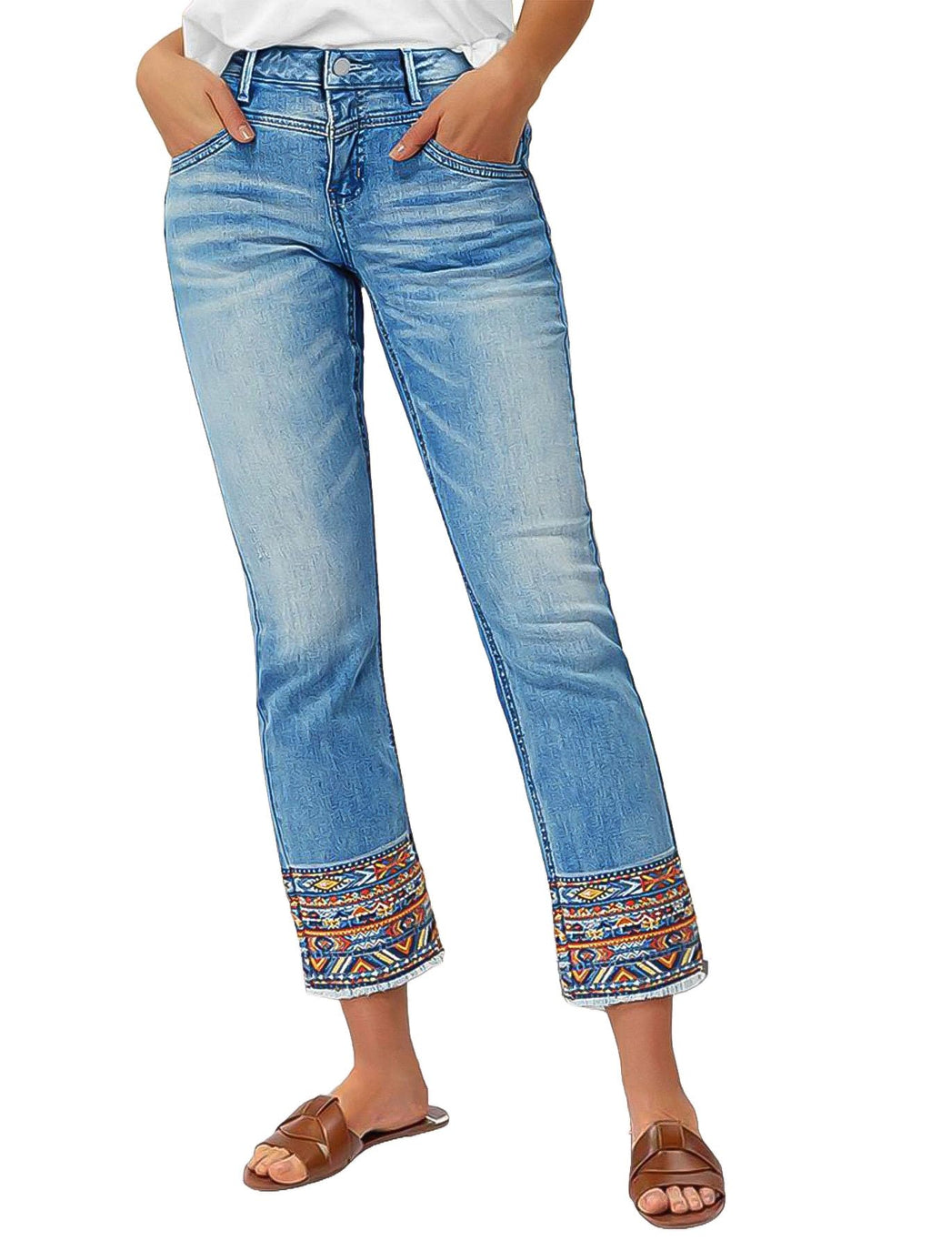 Flamingals Straight Leg Cropped Jeans for Women