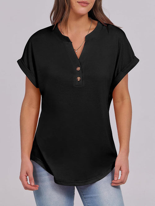 ANRABESS Womens Short Sleeve Henley Tops Summer Shirts Dressy Casual Blouse