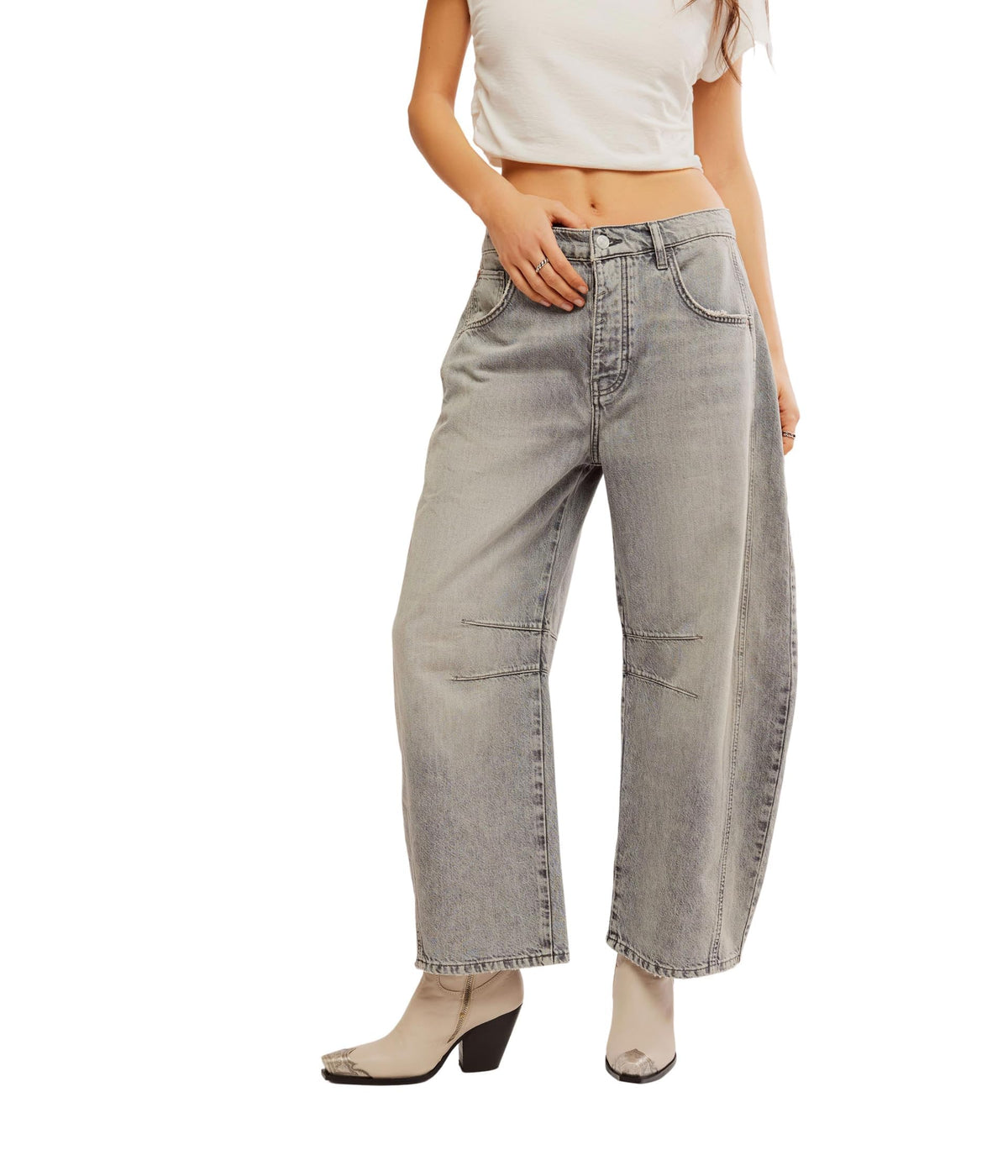 Free People Women's Good Luck Mid-Rise Barrel Jeans