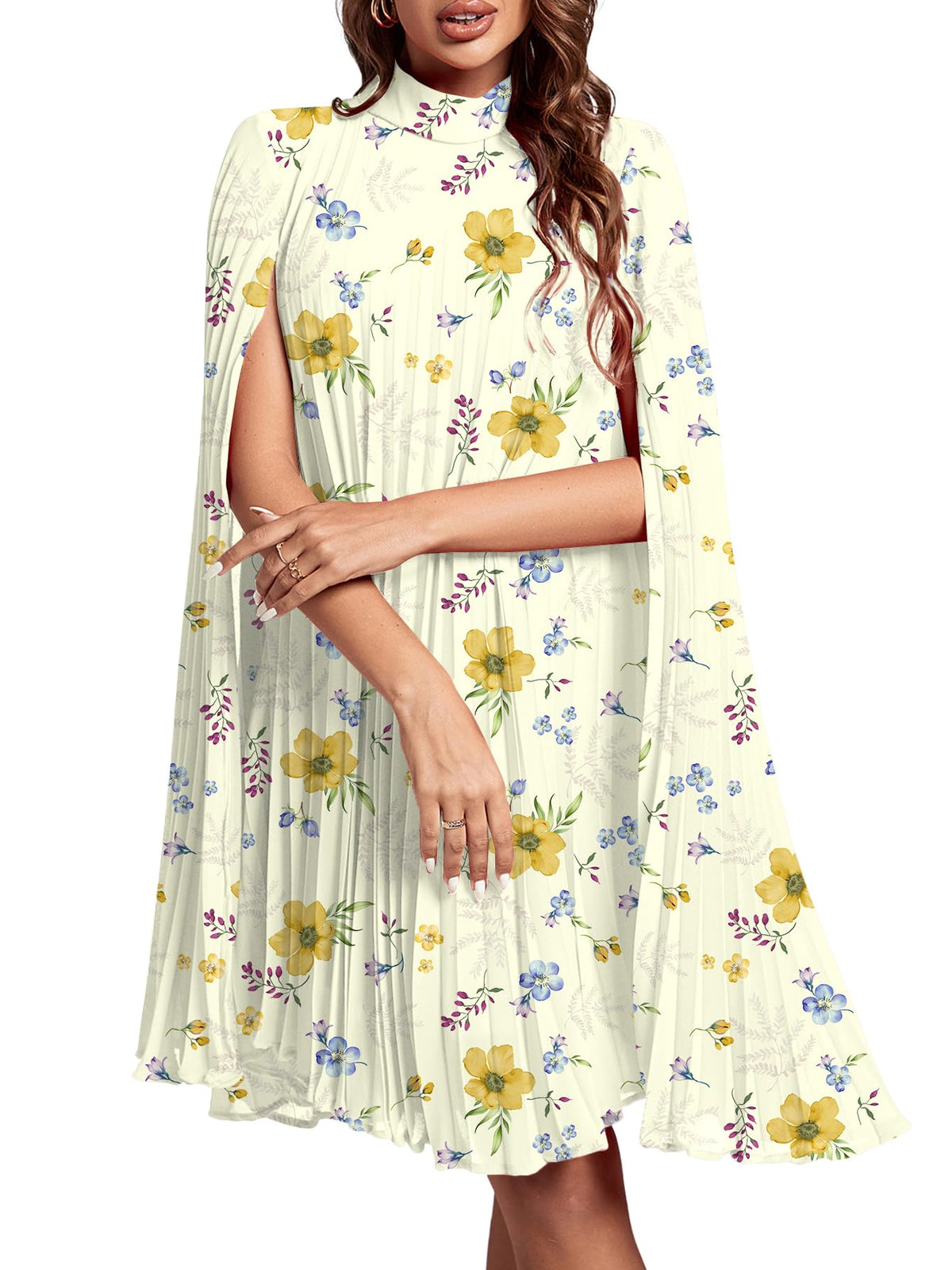 Rooscier Women's Cloak Sleeve Party Midi Dress