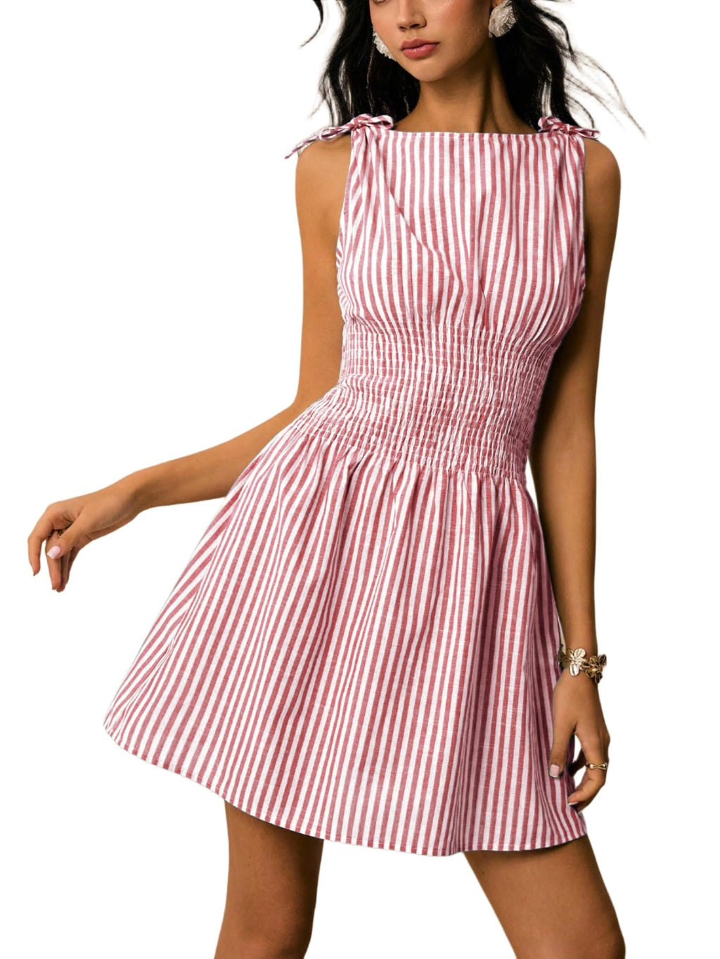 Floerns Women's Gingham A Line Dress Mini Checkered Elegant Dresses