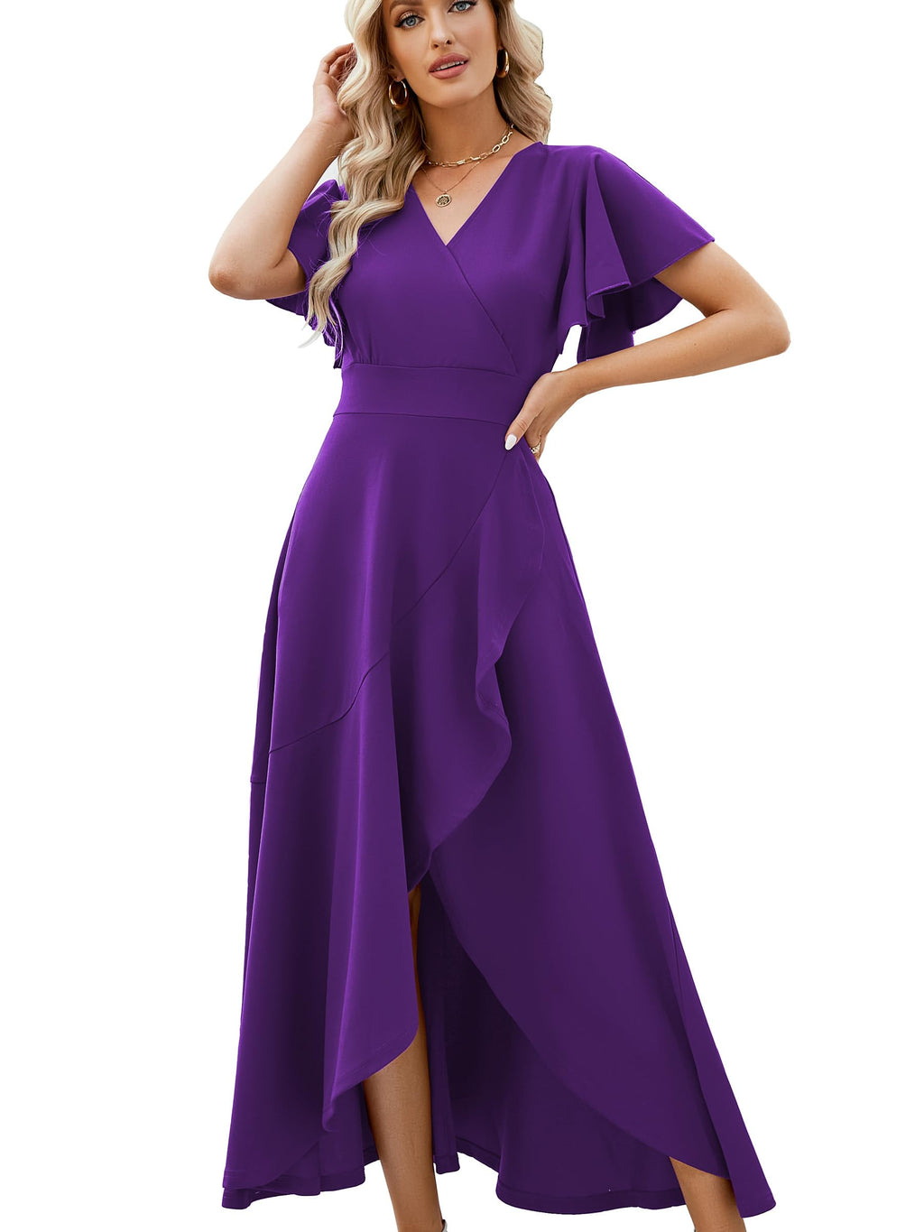 ZZV Formal Dresses for Women Gowns Evening V Neck Wedding Guest Dresses