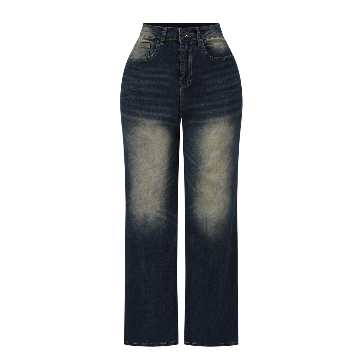 THUNDER STAR Womens High Waisted Wide Leg Jeans Stretchy Distressed Denim Pants