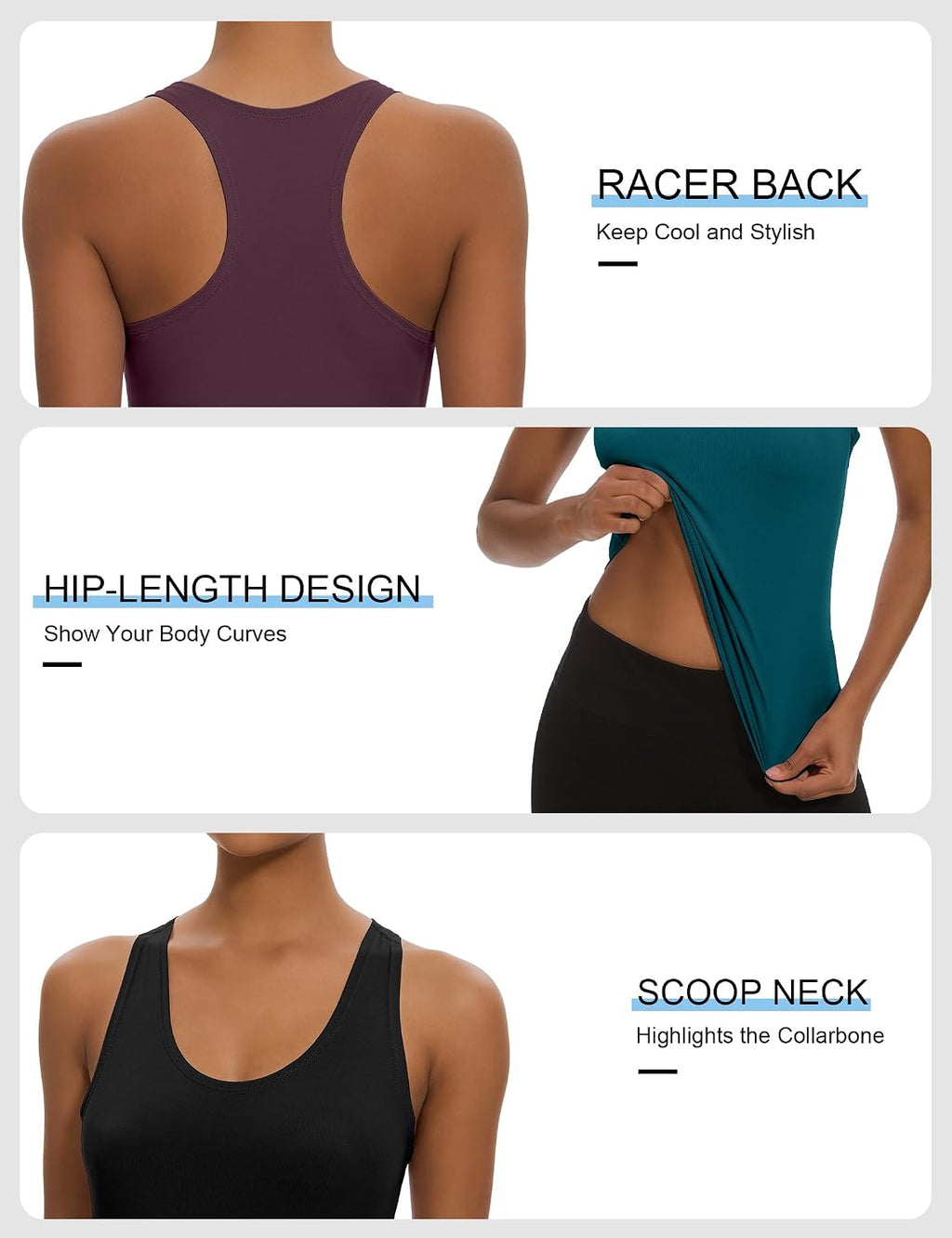 Dalavch 5 Pack Women's Workout Racerback Tank Tops No Built-in Bra