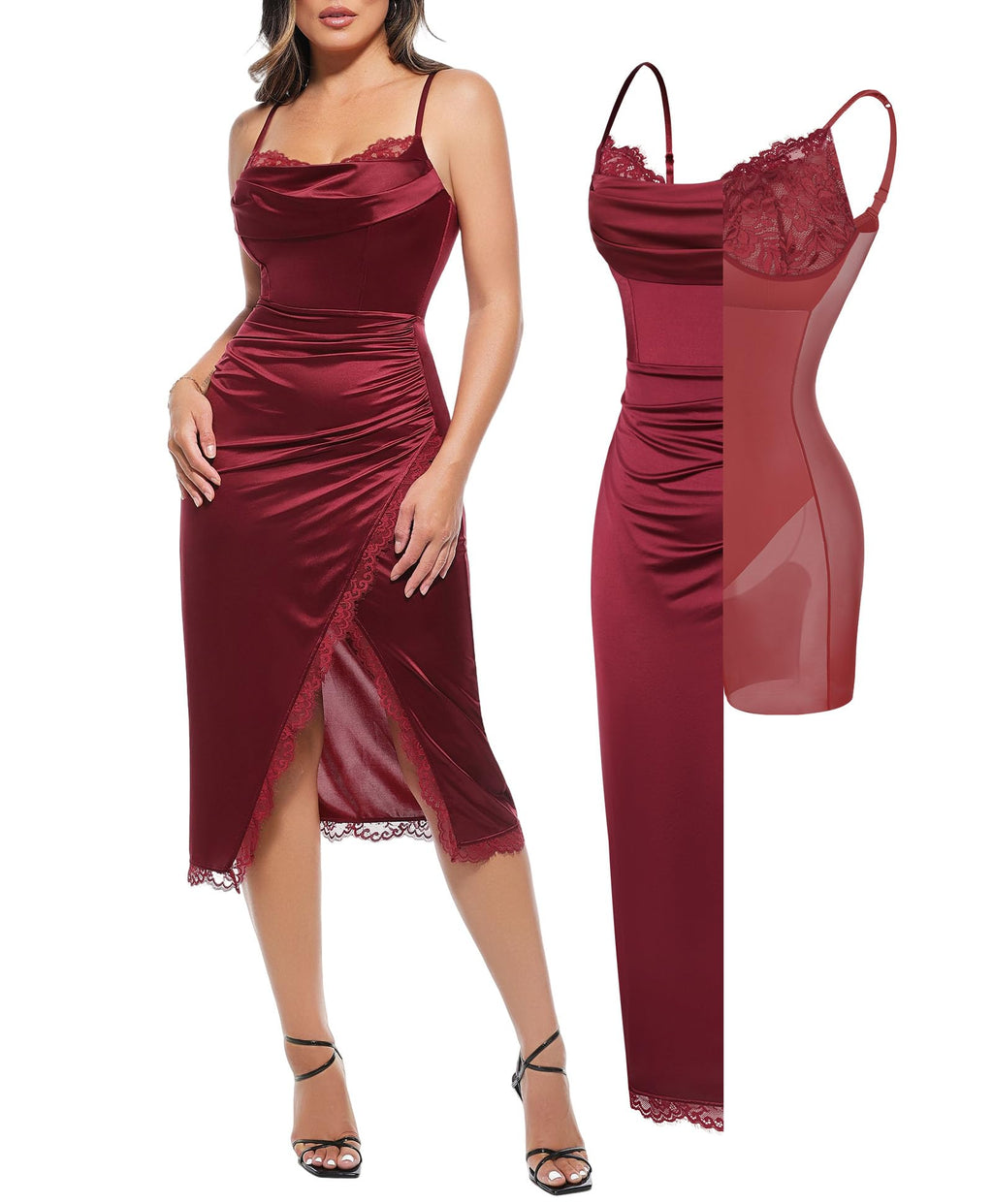 Popilush Satin Corset Dress Cocktail Date Night Classy Lace Dresses